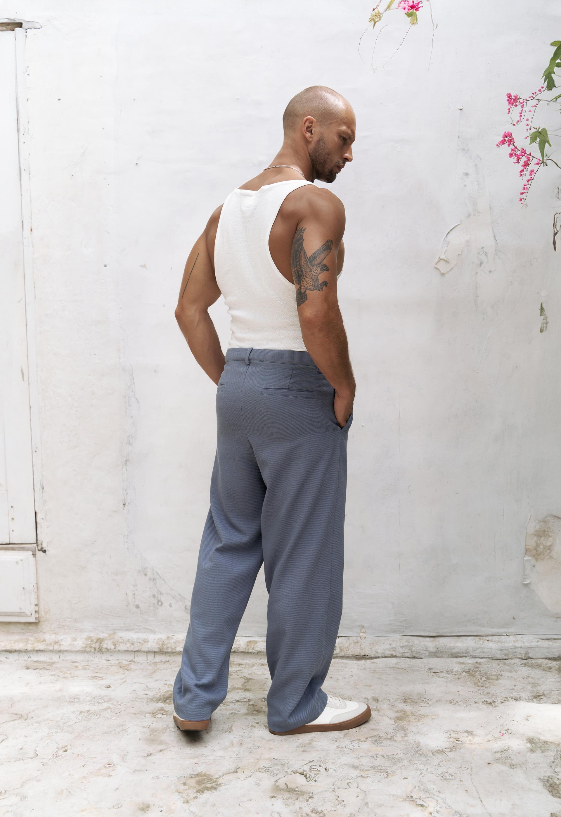 Ayyubay İndigo Pileli Erkek Pantolon