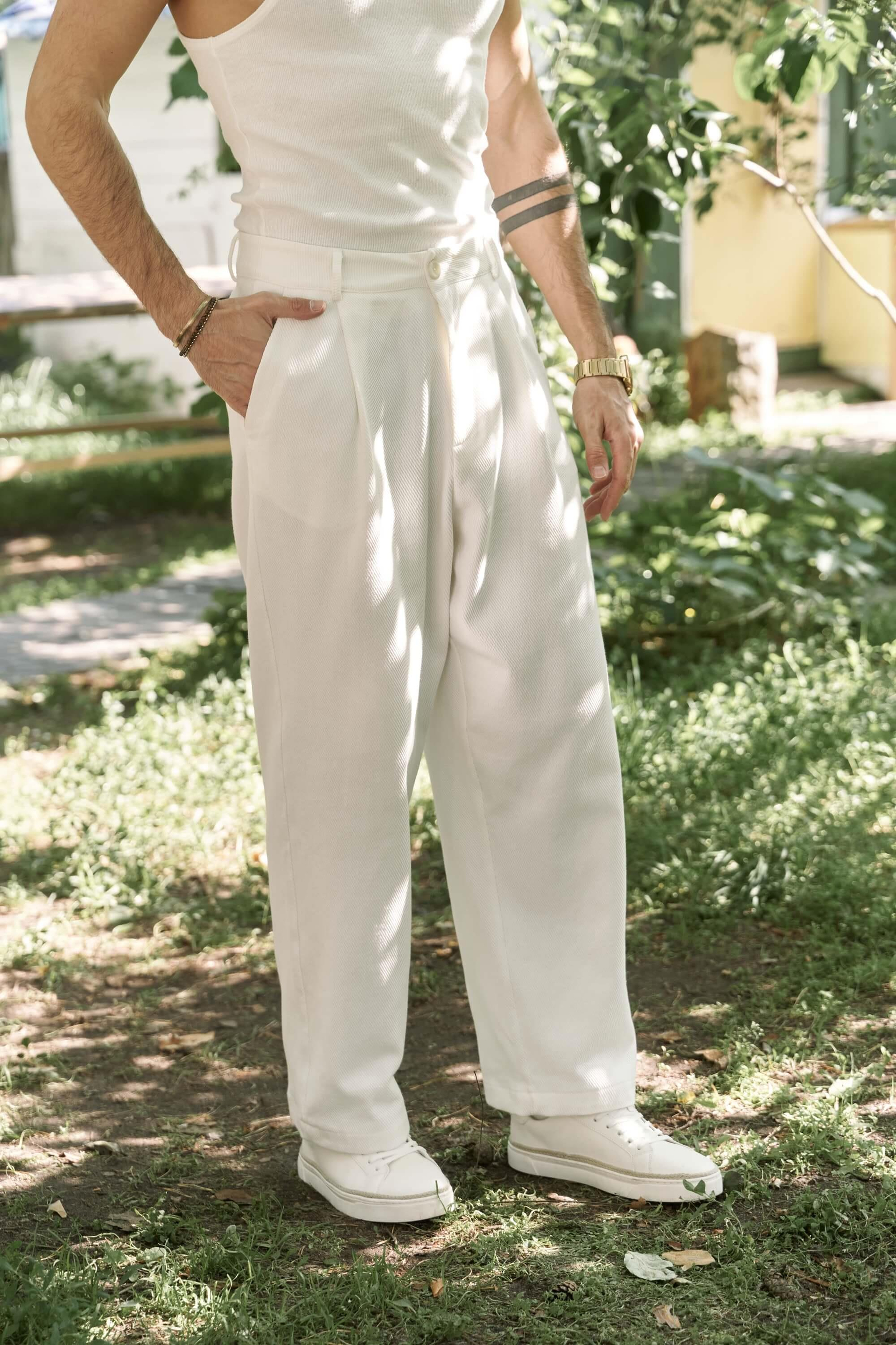 Ayyubay Pileli Ekru Erkek Pantolon