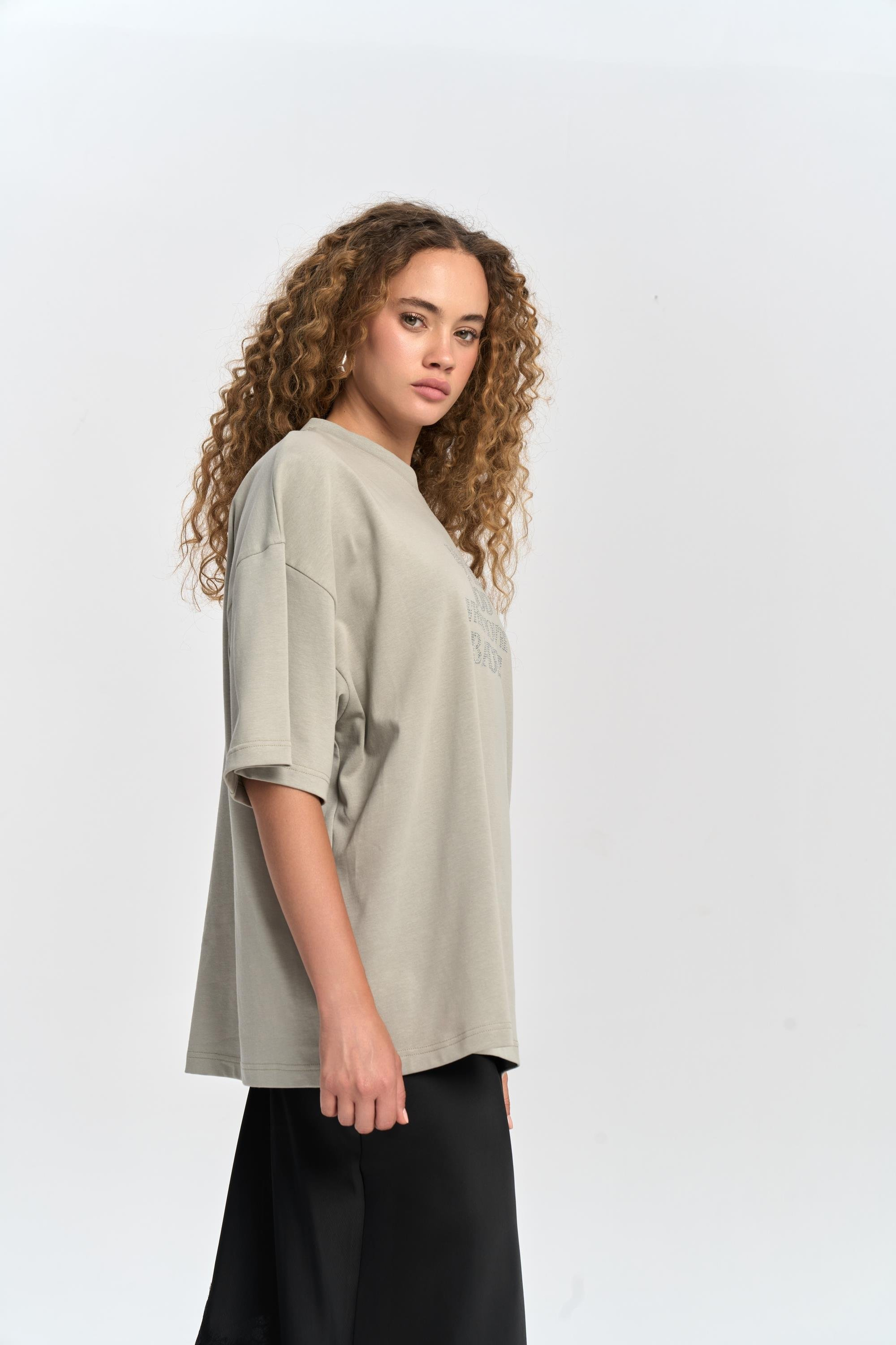 Baddie Oversize Duman T-Shirt