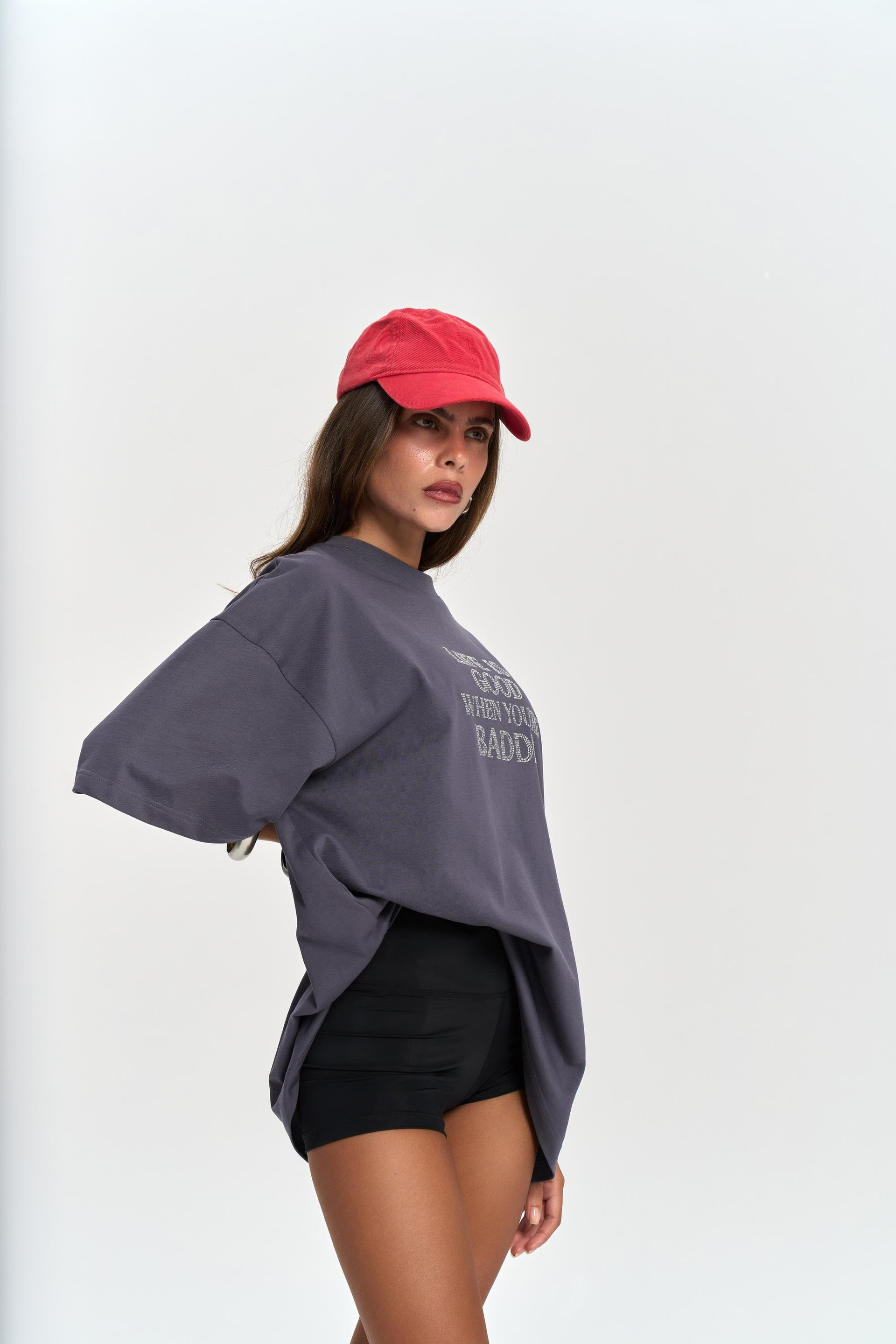 Baddie Oversize Füme T-Shirt 