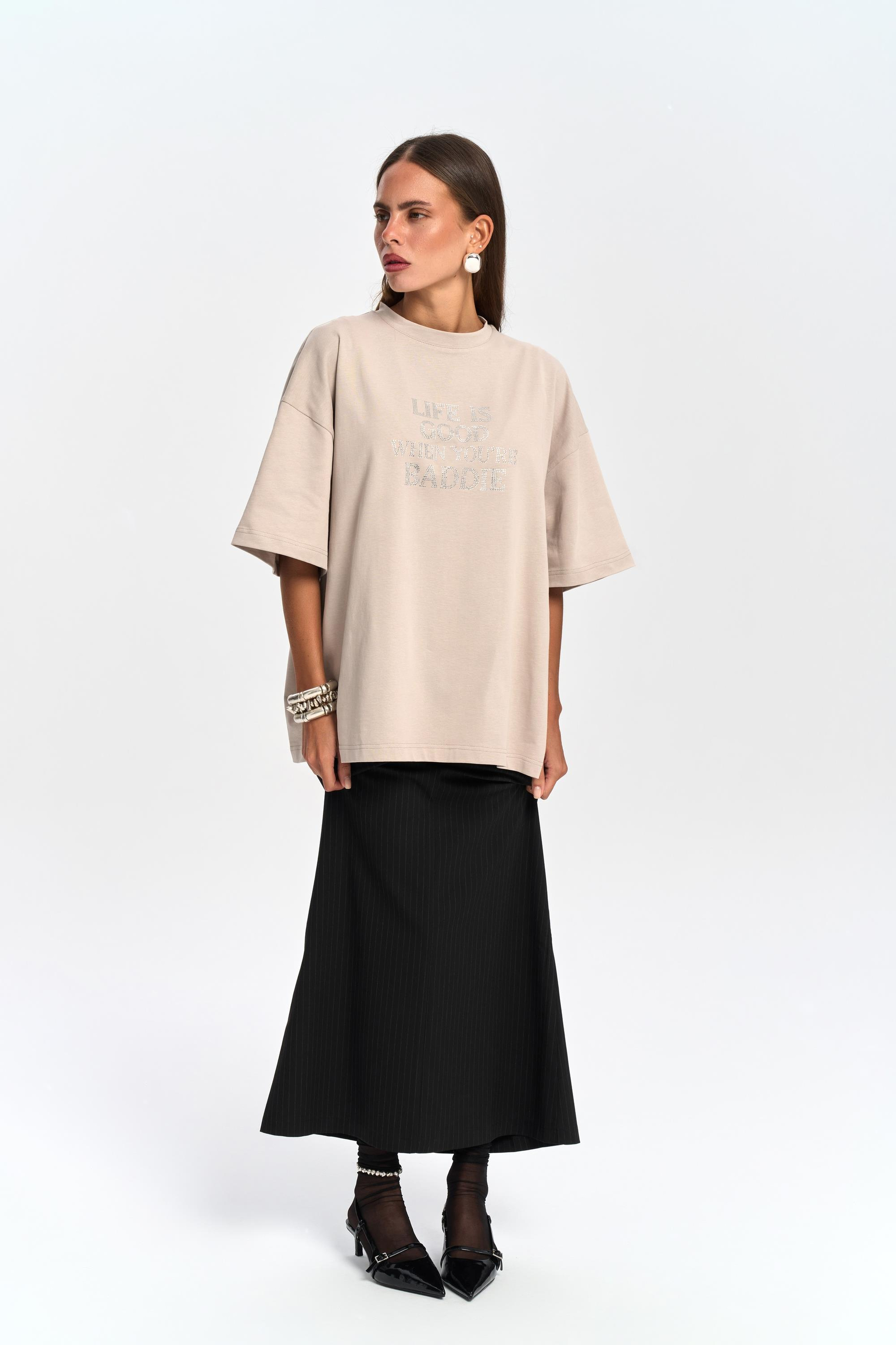 Baddie Oversize Taş T-Shirt