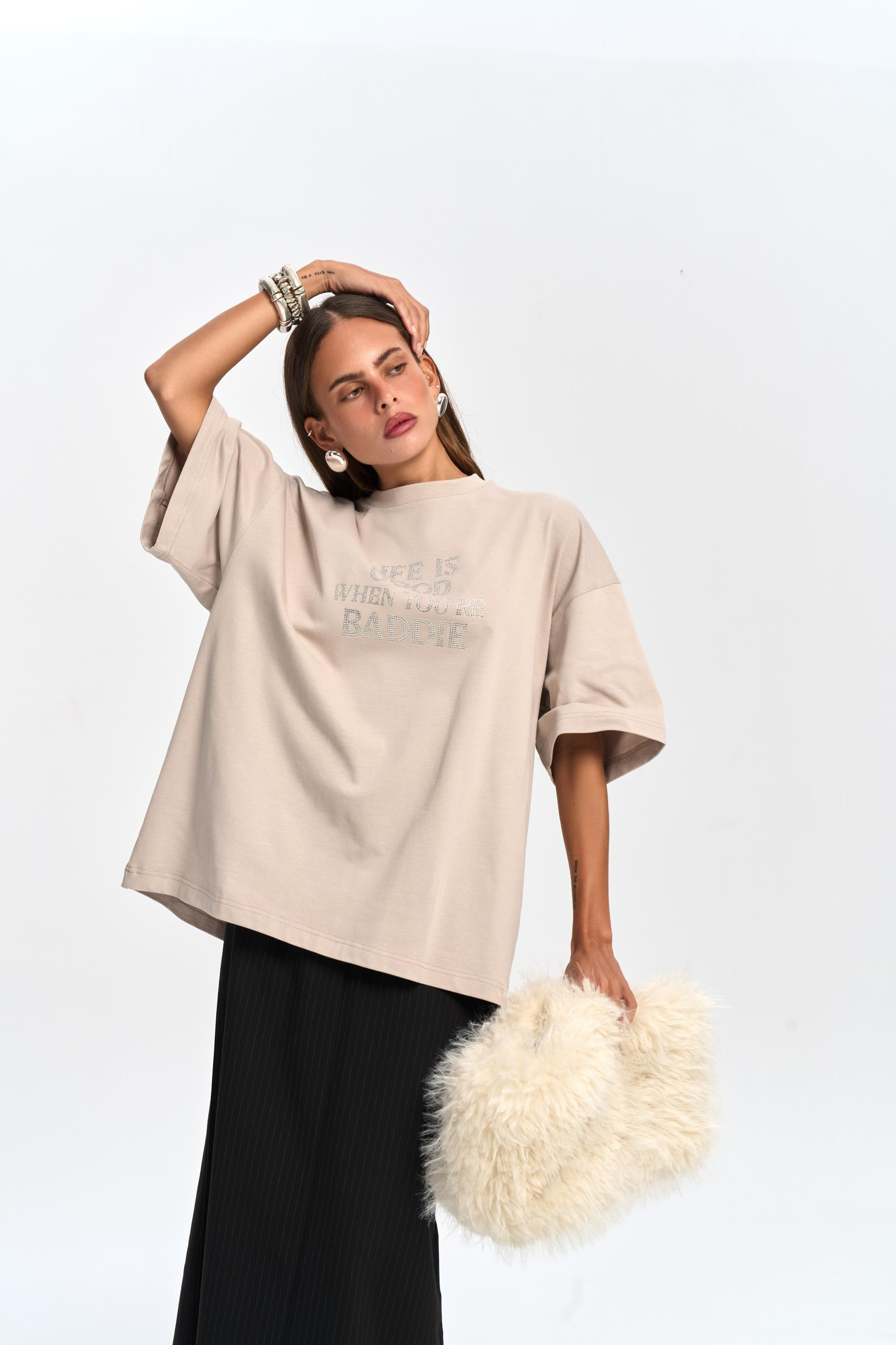 Baddie Oversize Taş T-Shirt