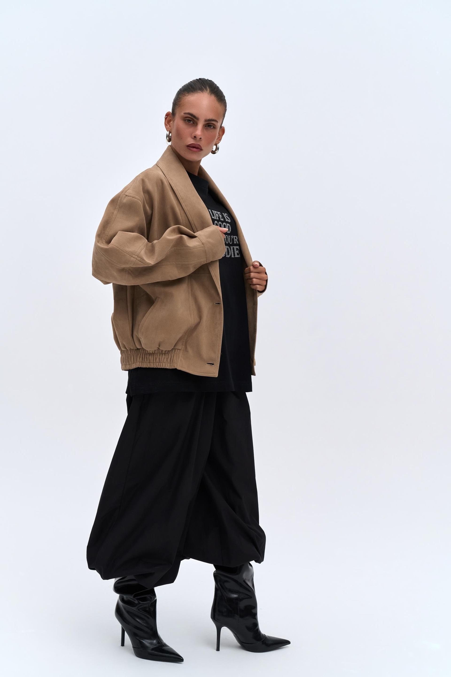 Bandera Koyu Bej Unisex Bomber Ceket