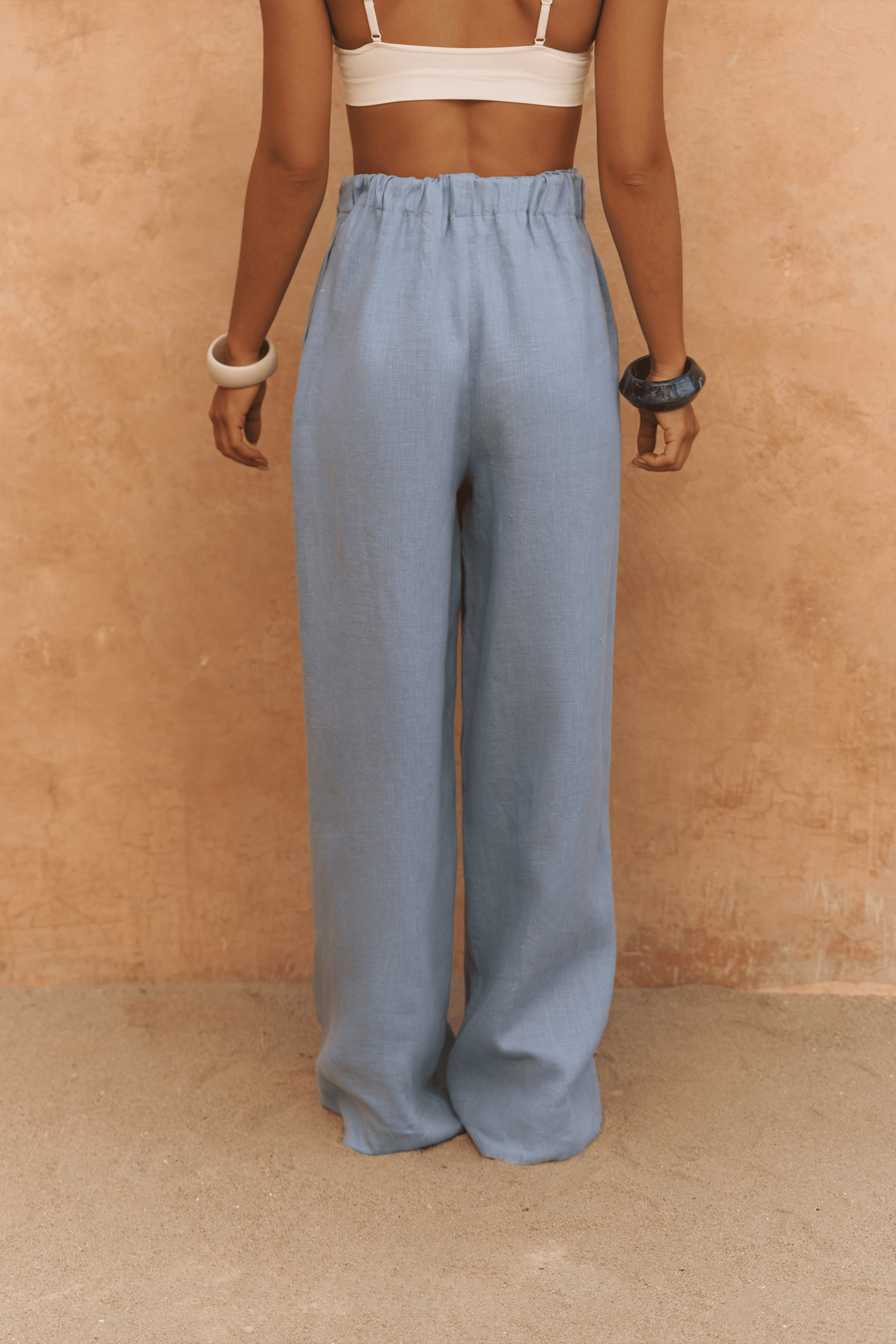 Baron Mavi Keten Gömlek Pantolon Takım