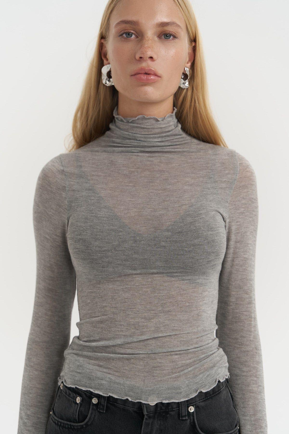 Belina Long Sleeve Fine Gray Bodysuit