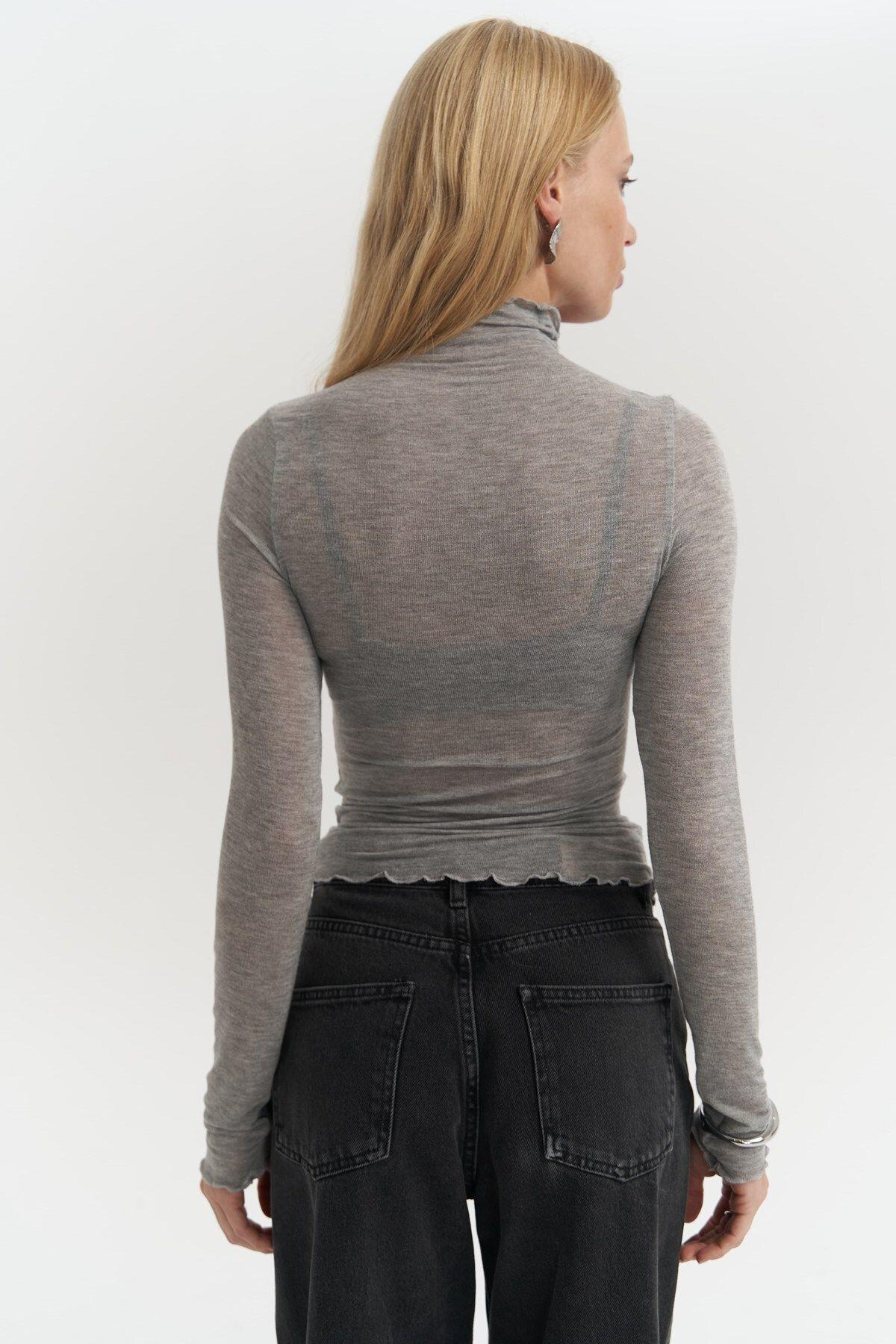Belina Long Sleeve Fine Gray Bodysuit