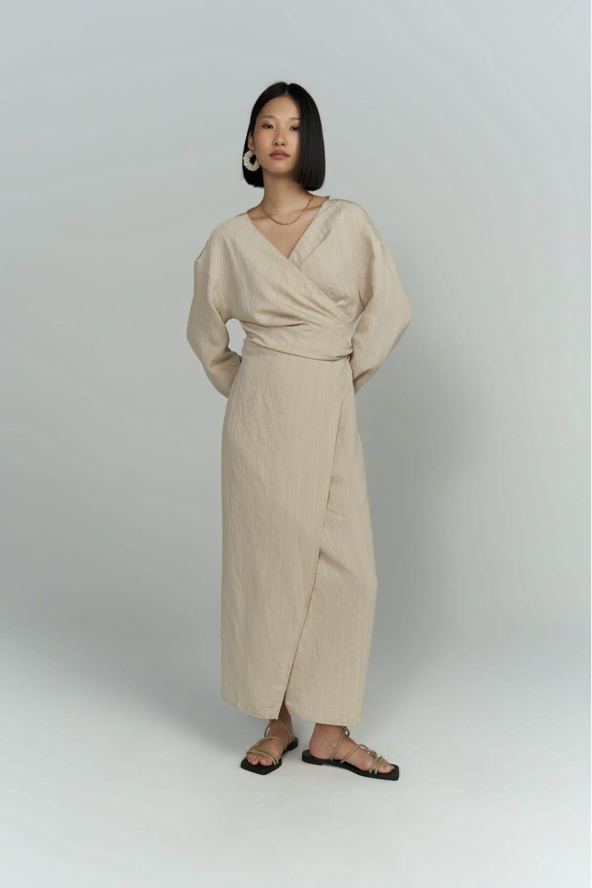 Bella Midi Boy Bej Elbise