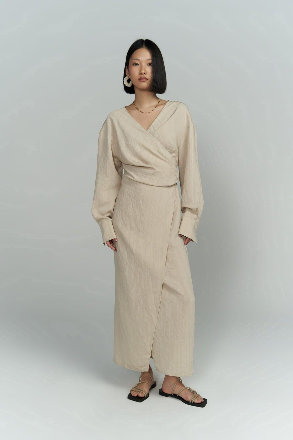 Bella Midi Boy Bej Elbise