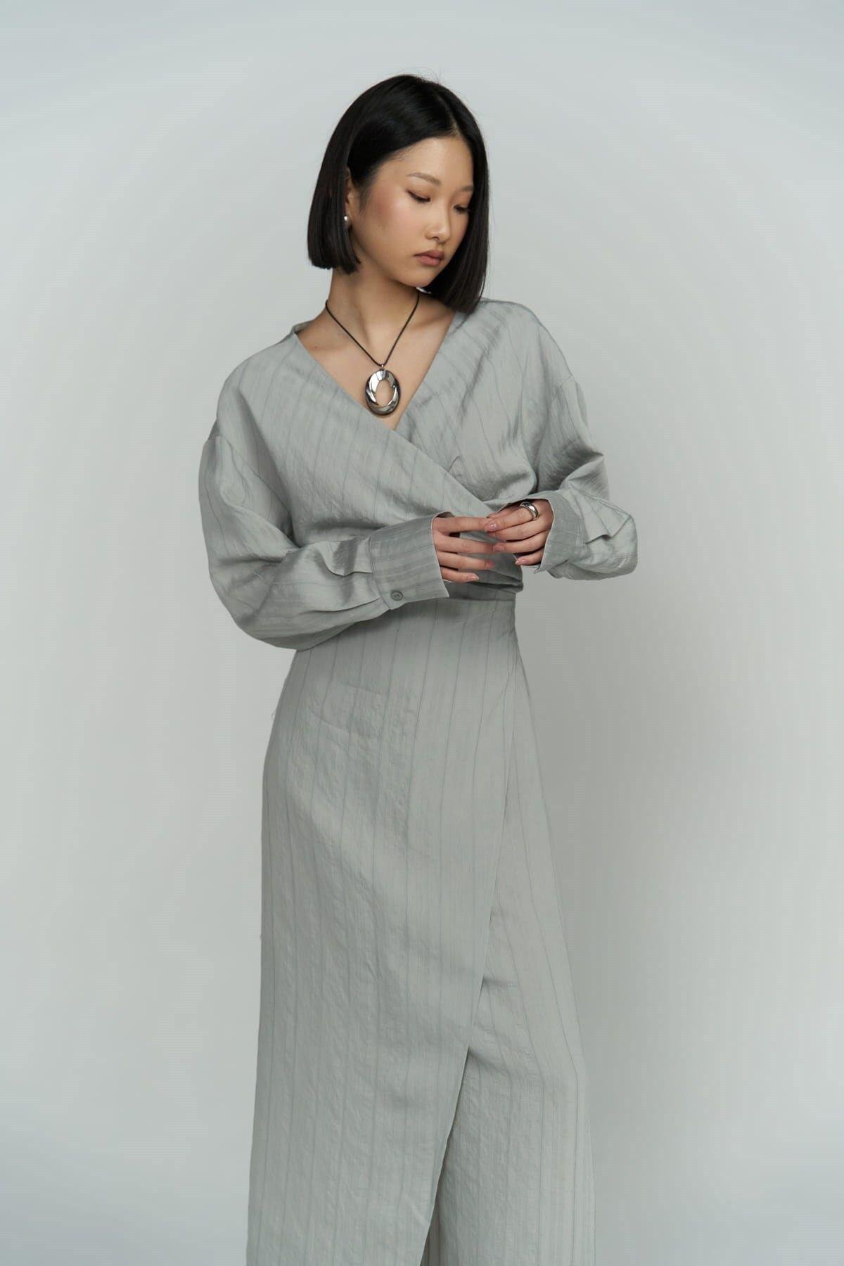 Bella Midi Boy Gri Elbise