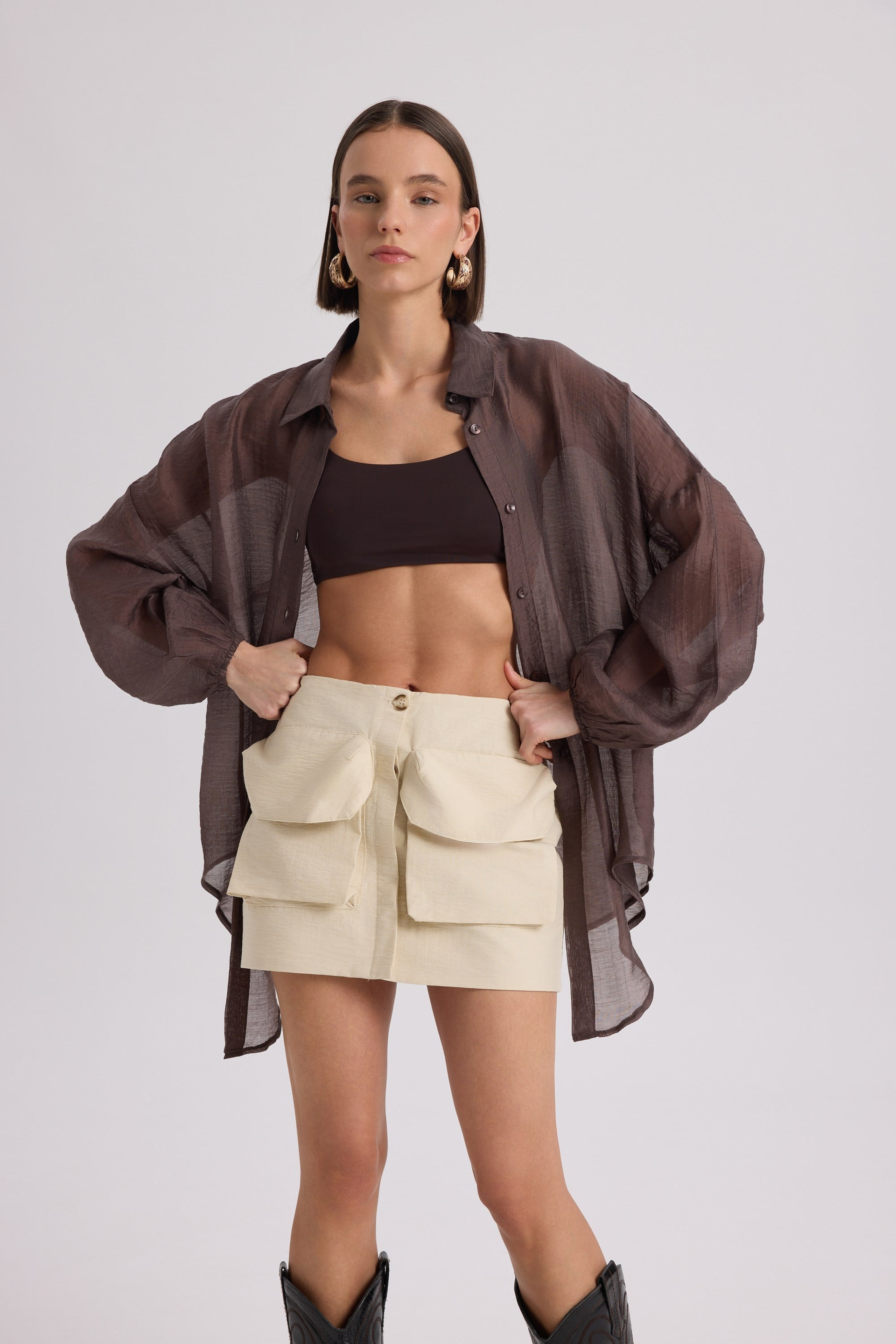 Berry Beige Mini Skirt