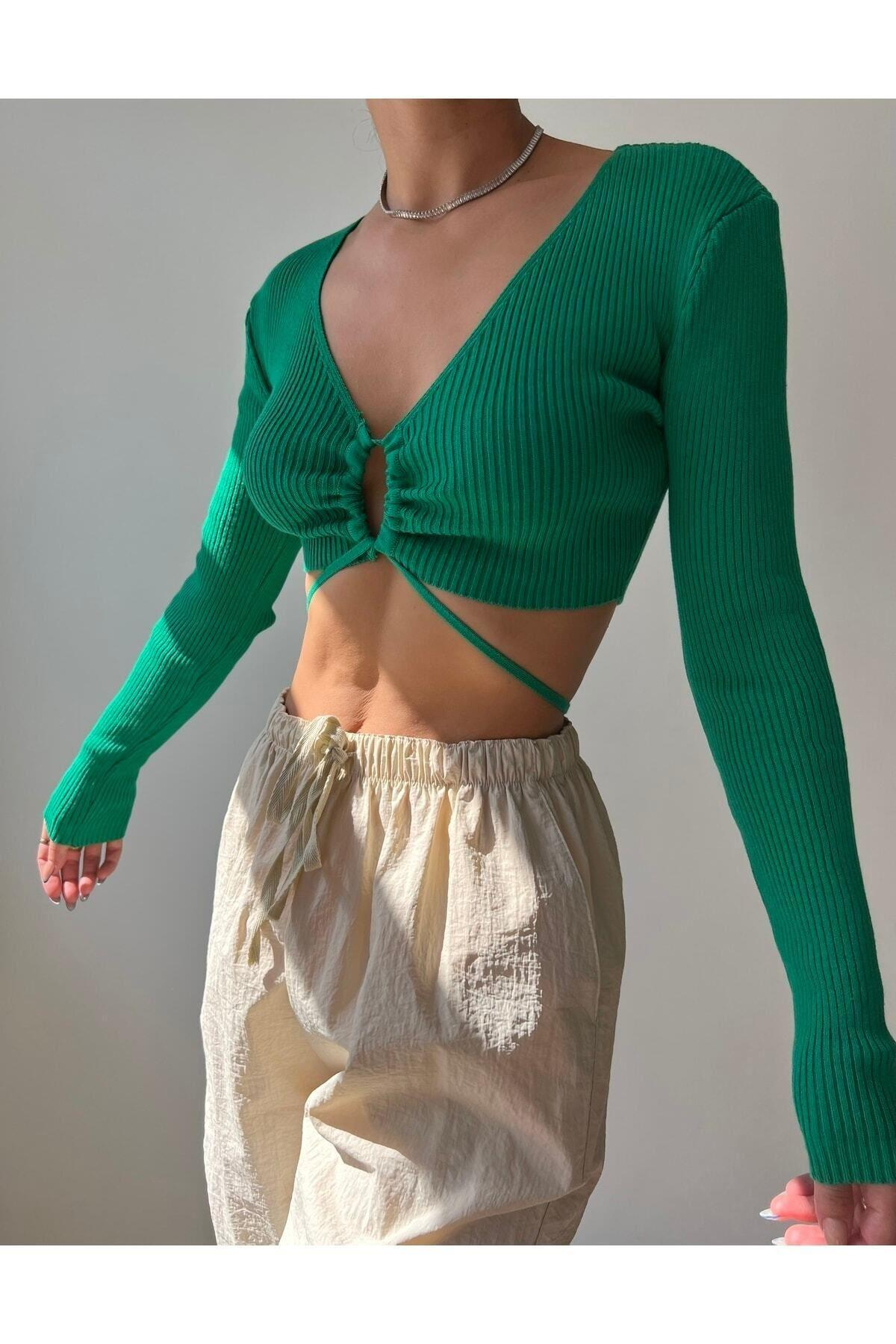 Berta Yeşil Triko Crop
