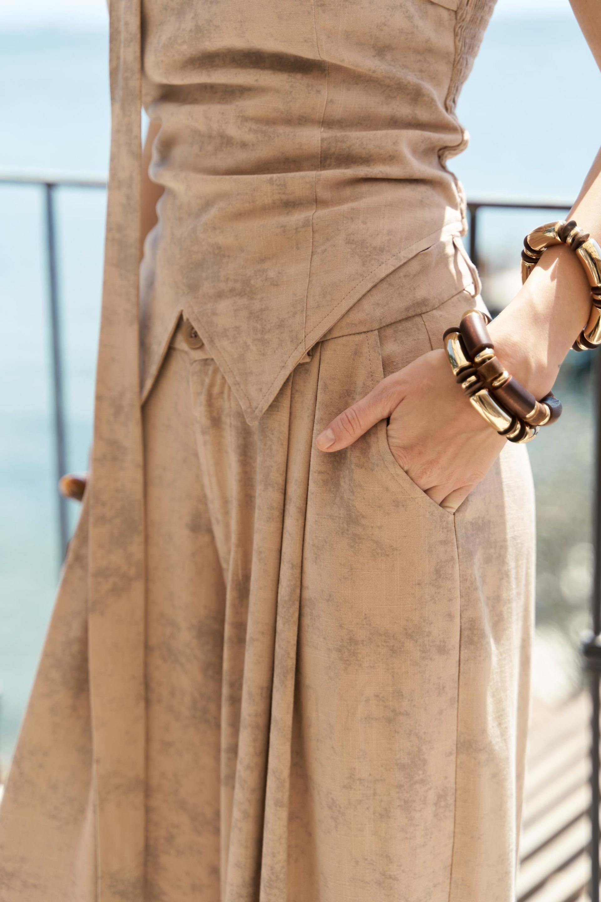 Bhioctoria Vizon Straplez Crop Pantolon Takım