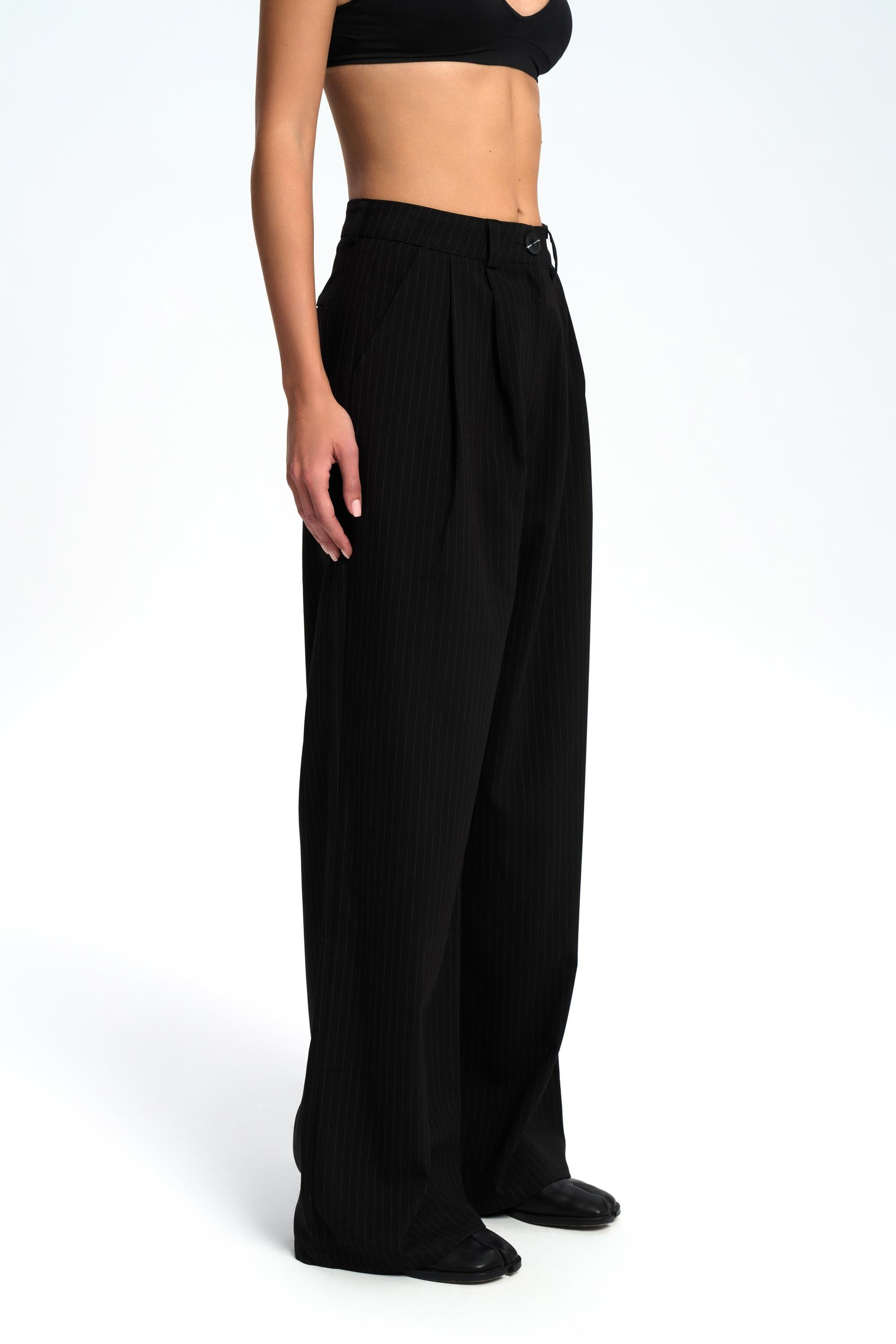 Bianda Striped Black Pants