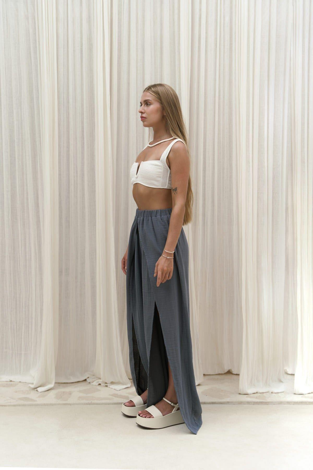 Bima Yırtmaç Detaylı Antrasit Pantolon