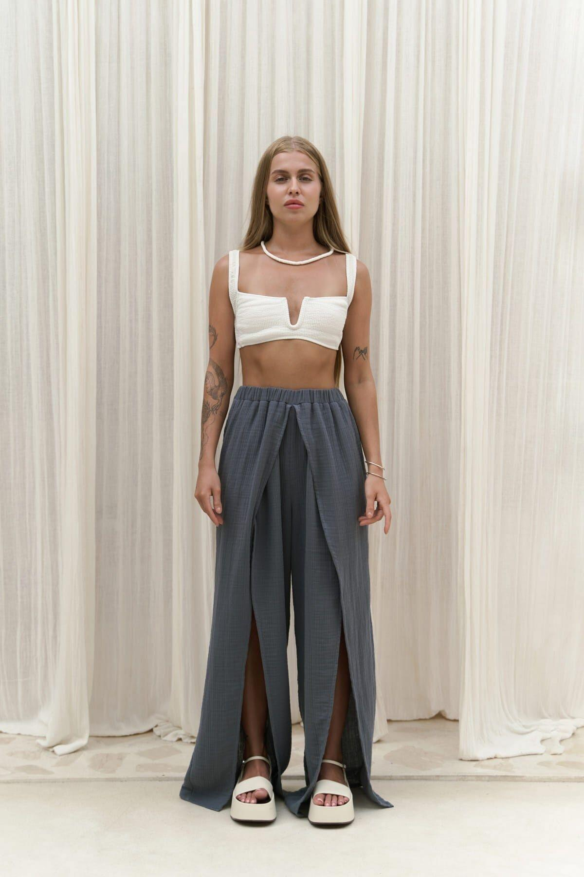 Bima Yırtmaç Detaylı Antrasit Pantolon