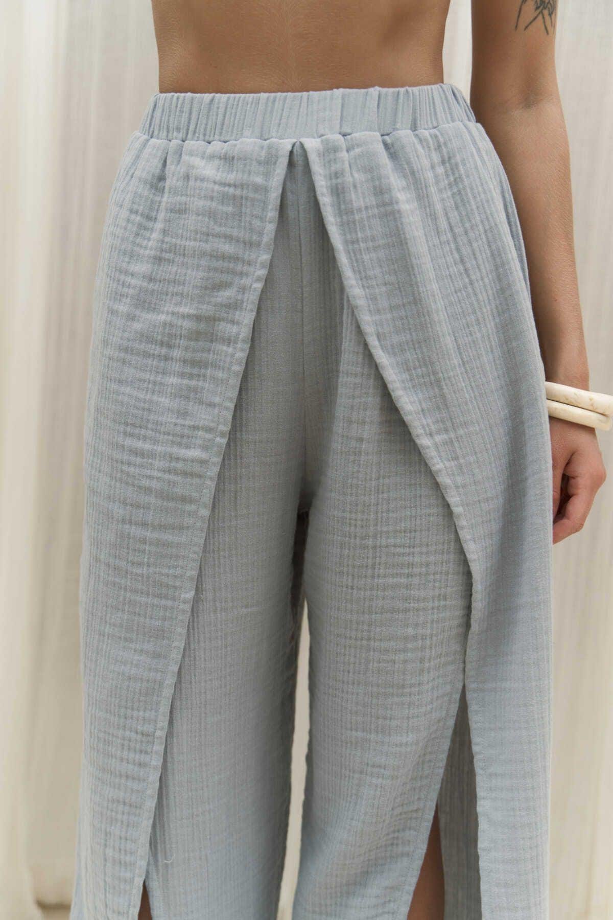 Bima Gray Trousers with Slit Detail 