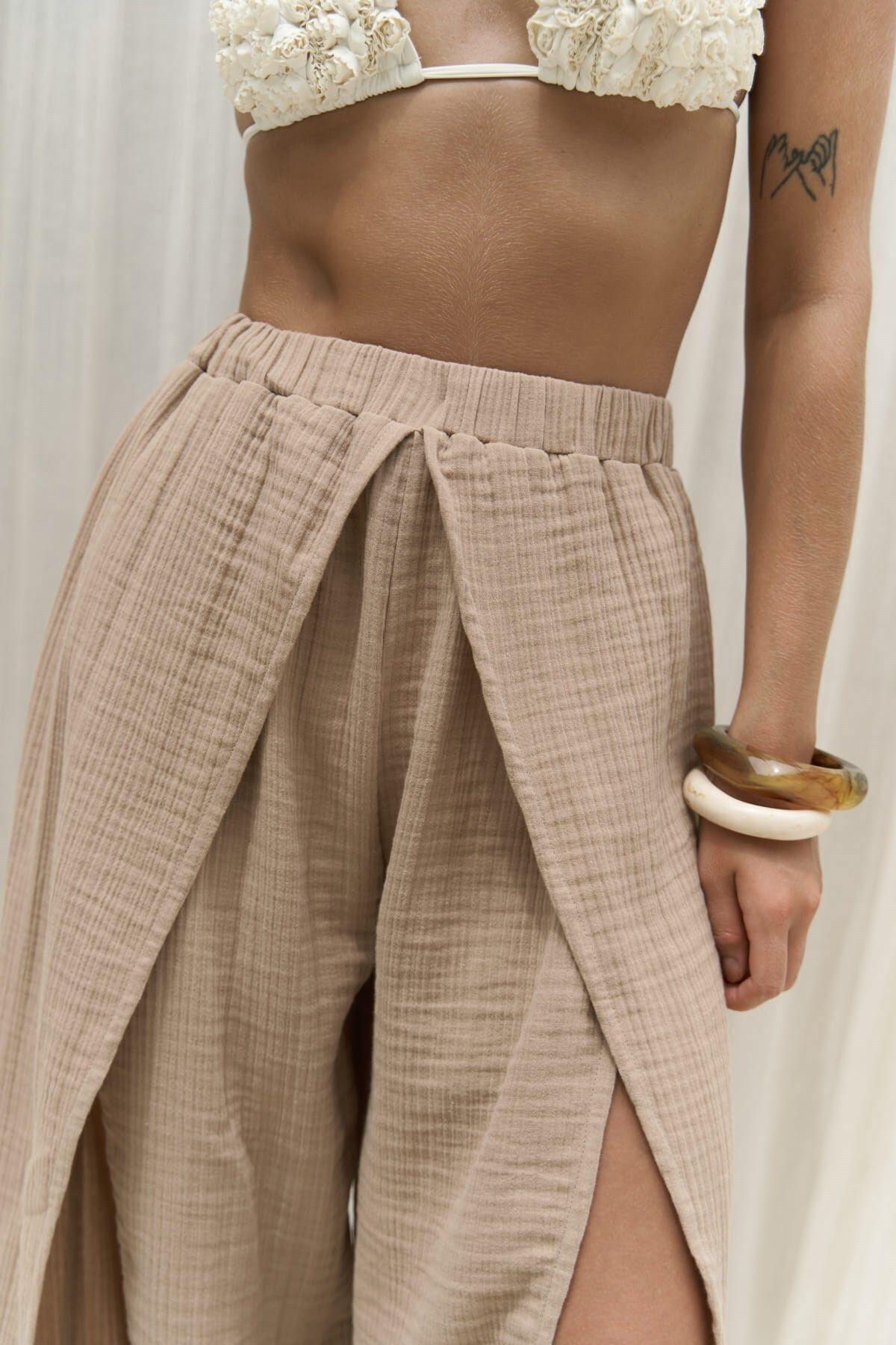 Bima Yırtmaç Detaylı Vizon Pantolon