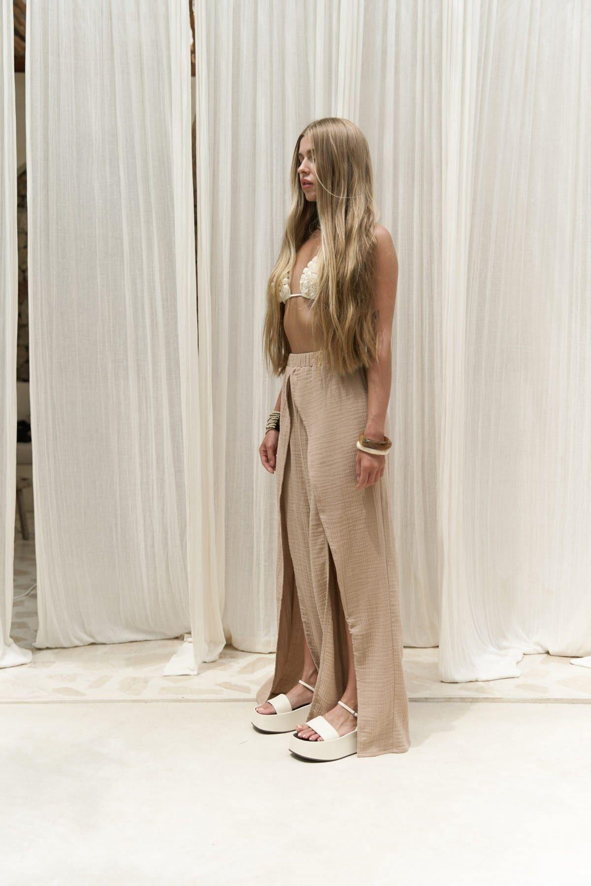 Bima Yırtmaç Detaylı Vizon Pantolon