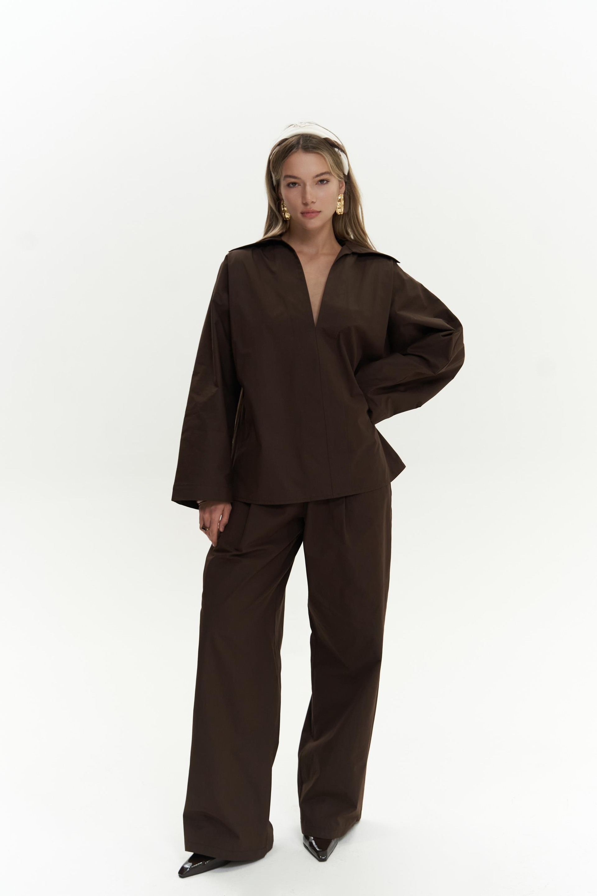 Blenham Kahve Gömlek Pantolon Takım