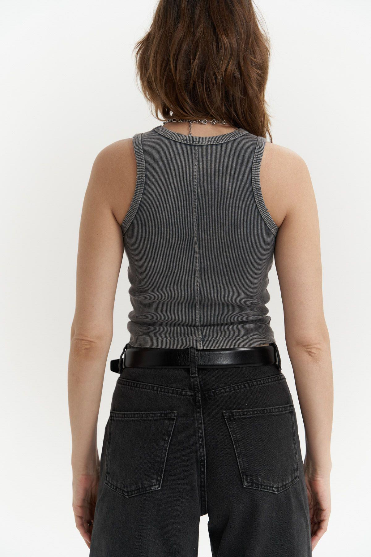 Bone Dark Gray Crop