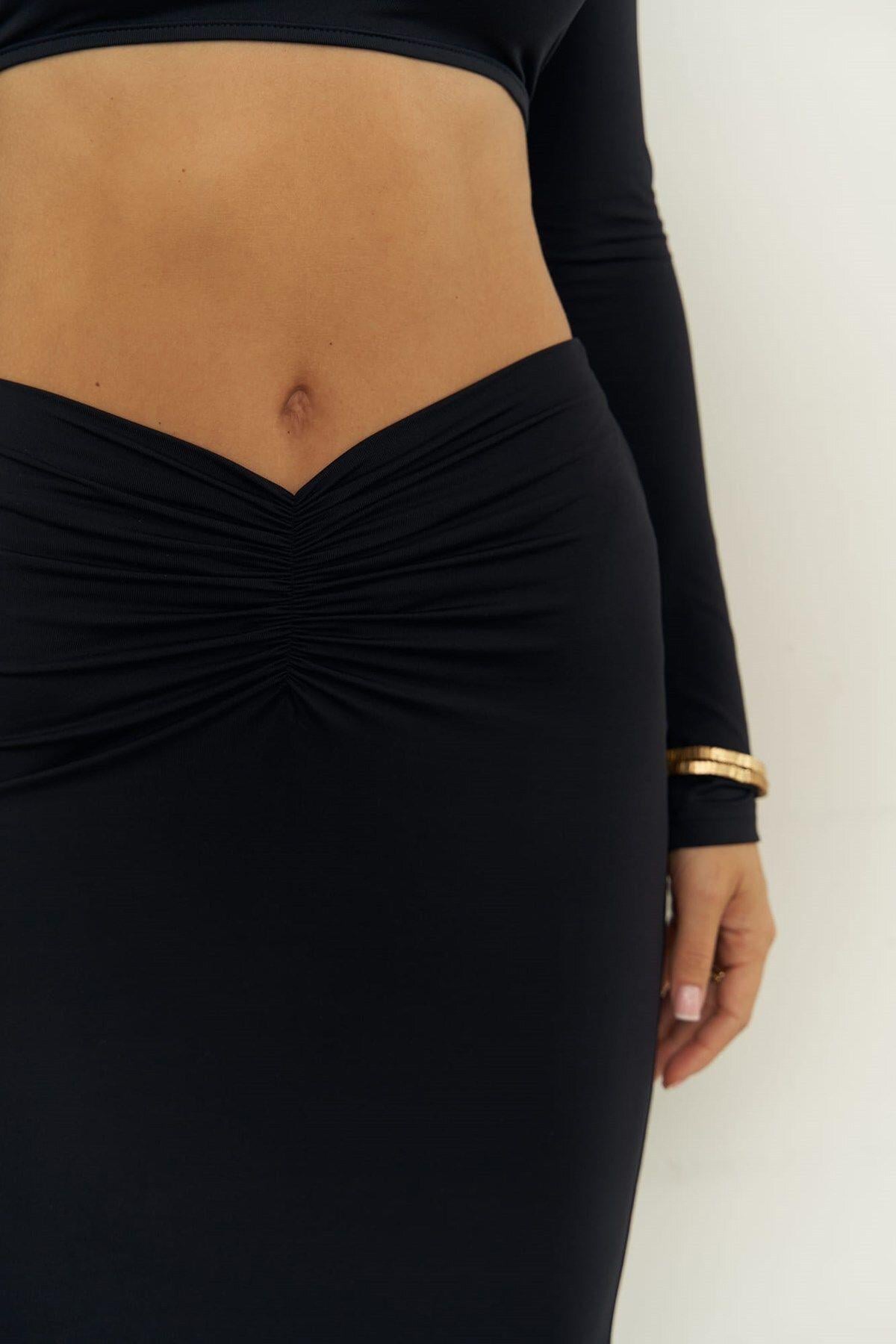 Mai Collection Bonita Black Crop&Skirt Set