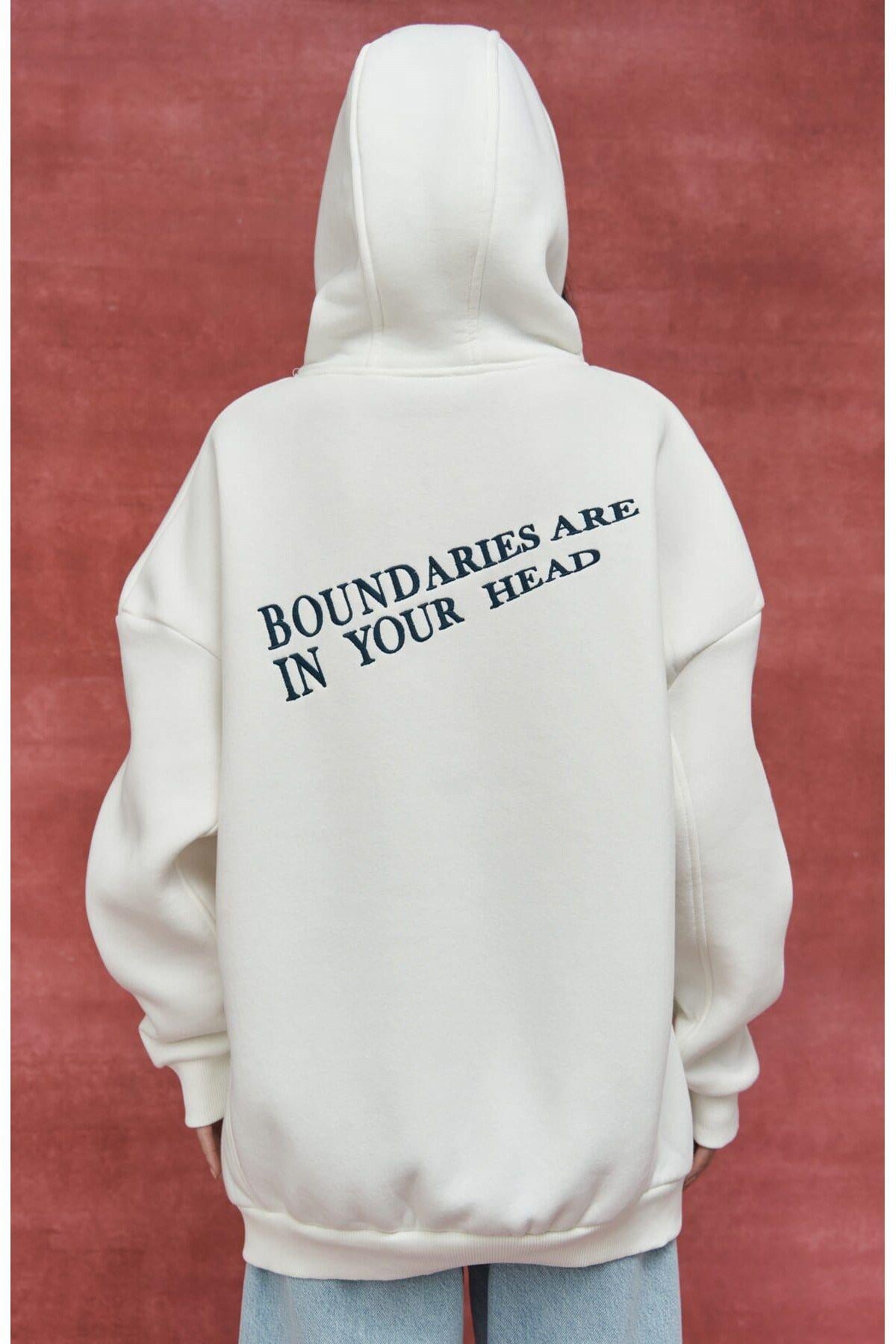 MCLLCTN Boundaries White Blue Hoodie Sweatshirt