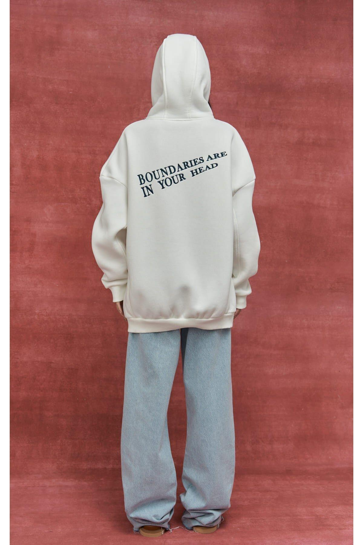 MCLLCTN Boundaries White Blue Hoodie Sweatshirt