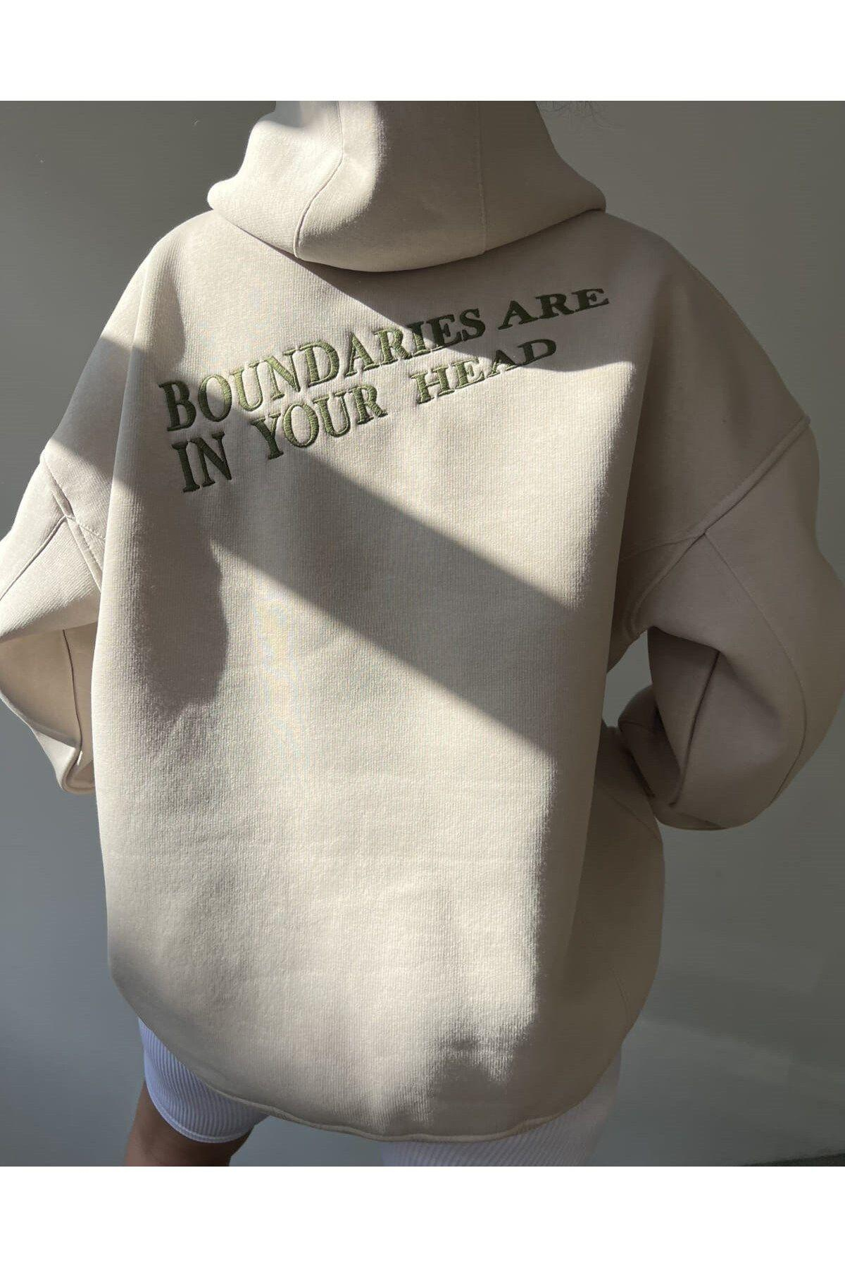 Mai Collection Boundaries Bone Hoodie Sweatshirt