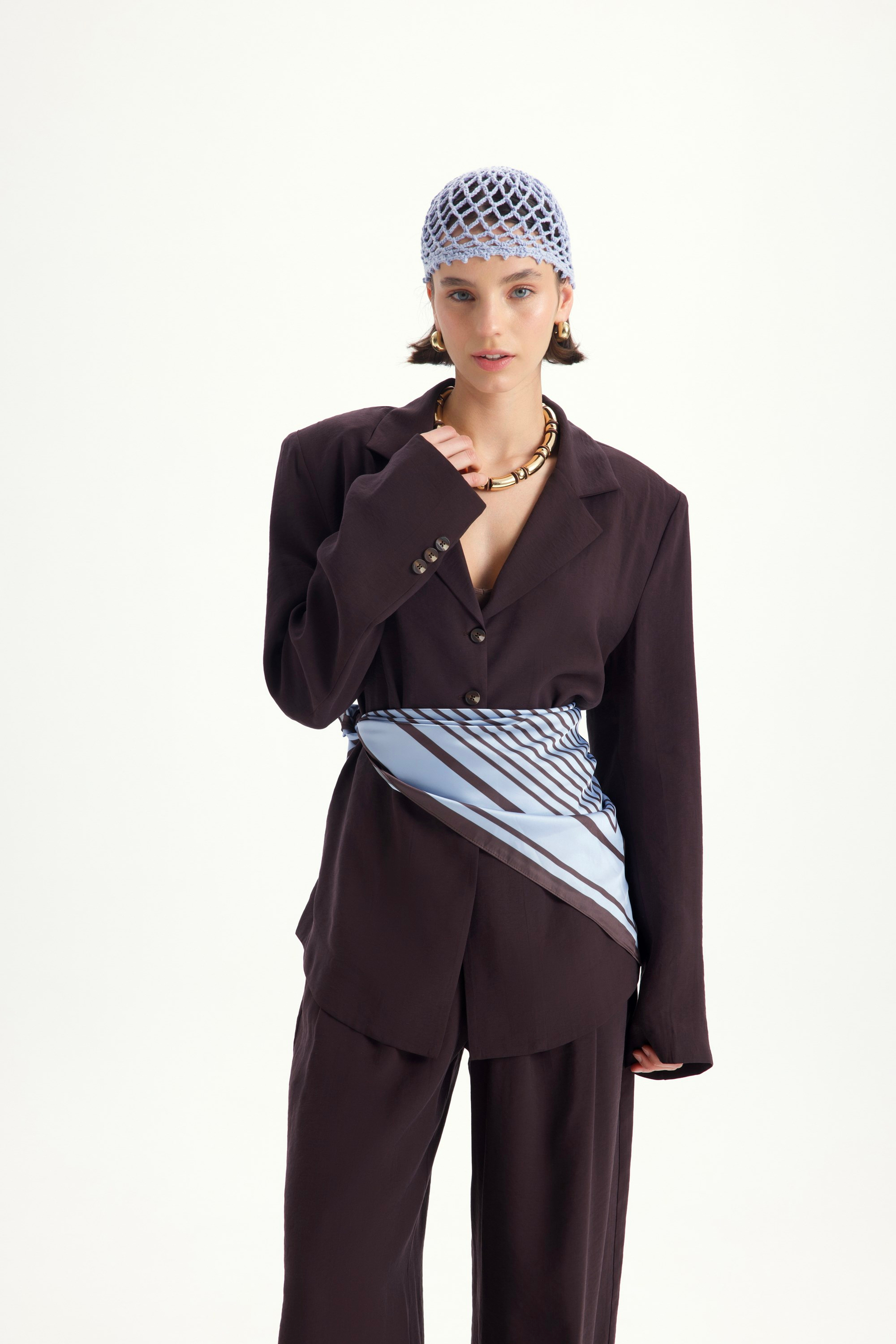 Breeze Bağlamalı Kahve Ceket Pantolon Takım
