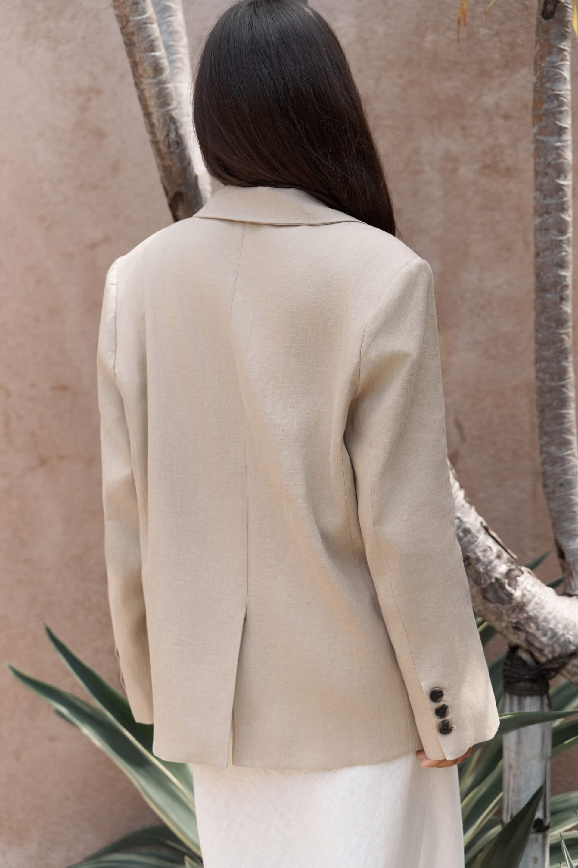 Brenna Beige Linen Blazer 