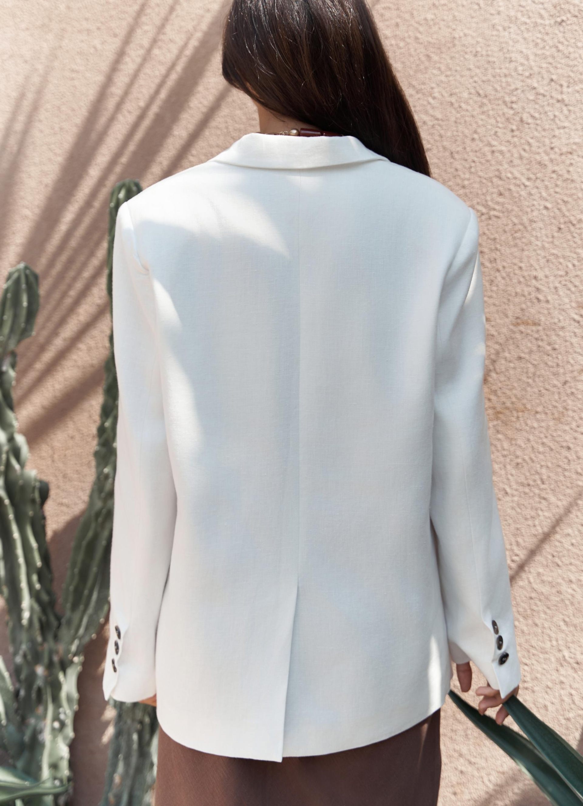 Brenna Beyaz Keten Blazer