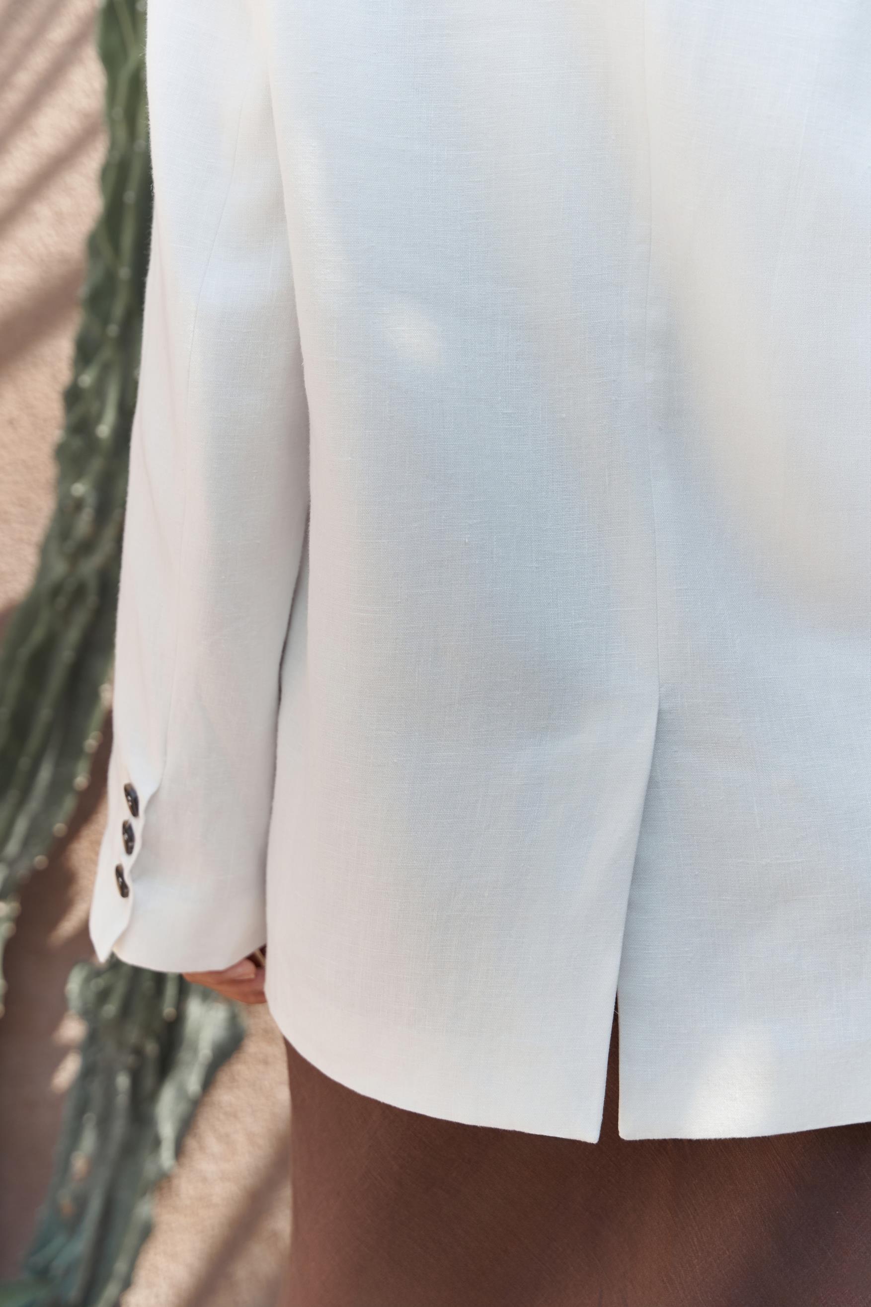 Brenna Beyaz Keten Blazer