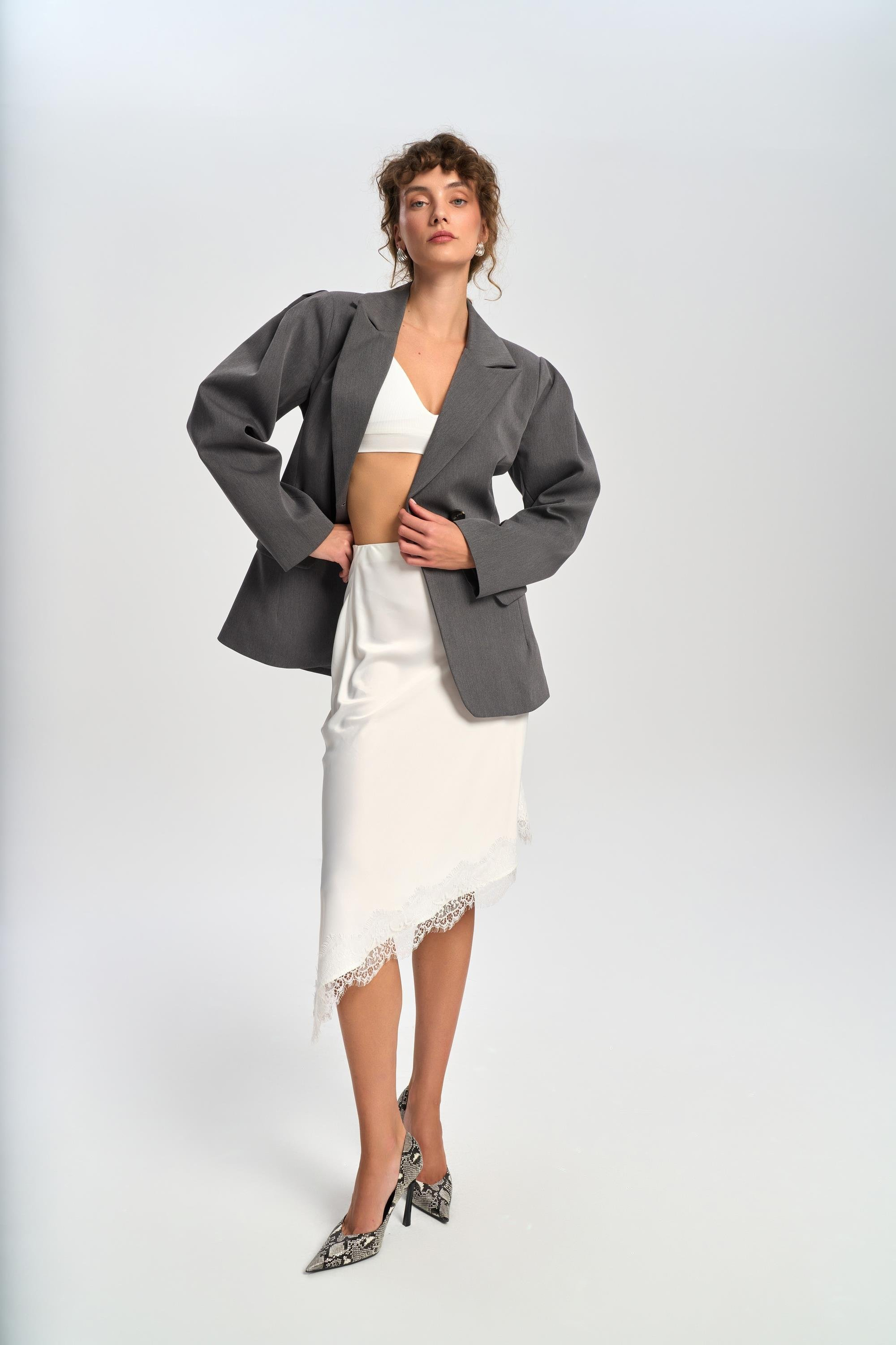 Briella Waist-Fitted Charcoal Blazer