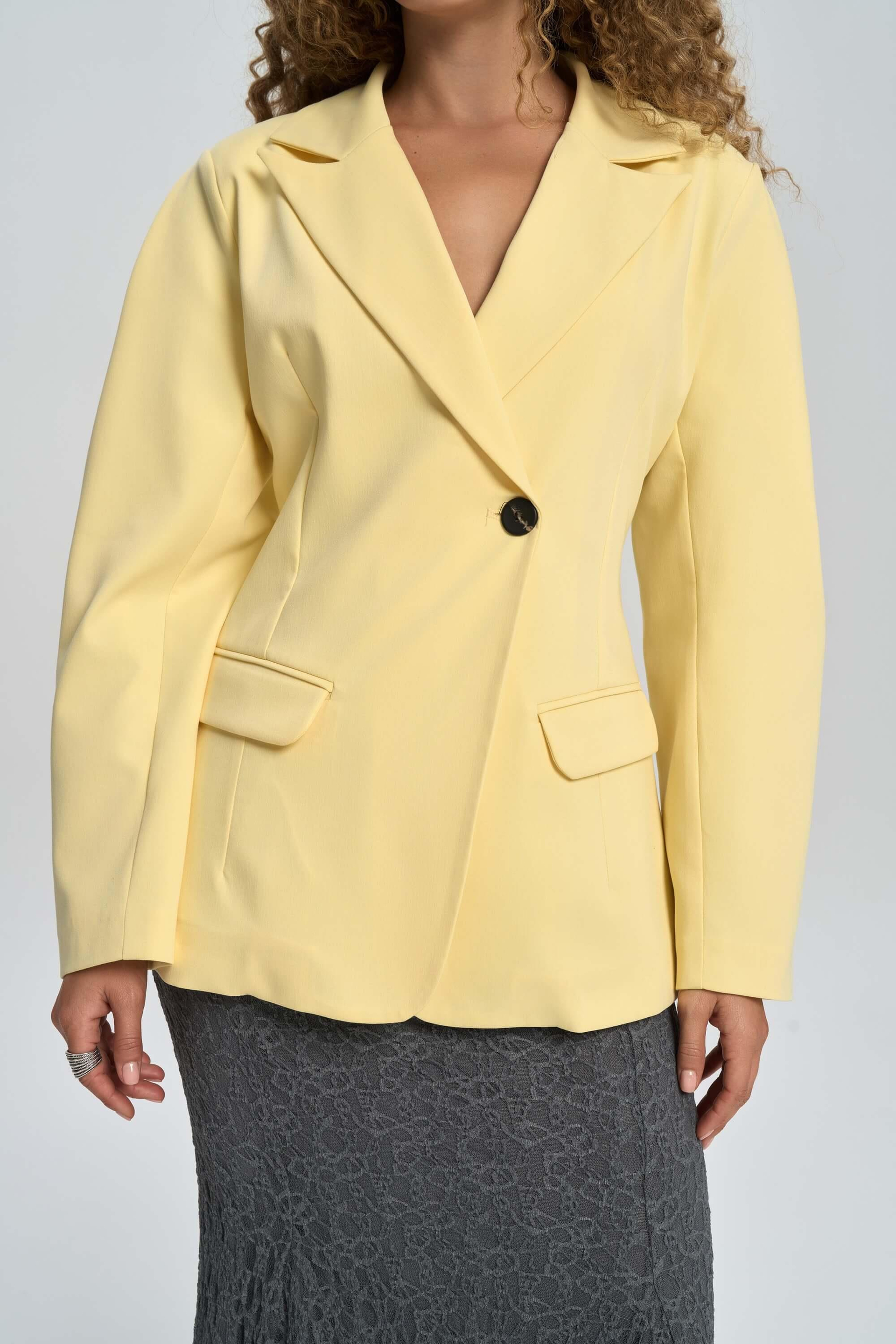 Briella Belden Oturtmalı Sarı Blazer