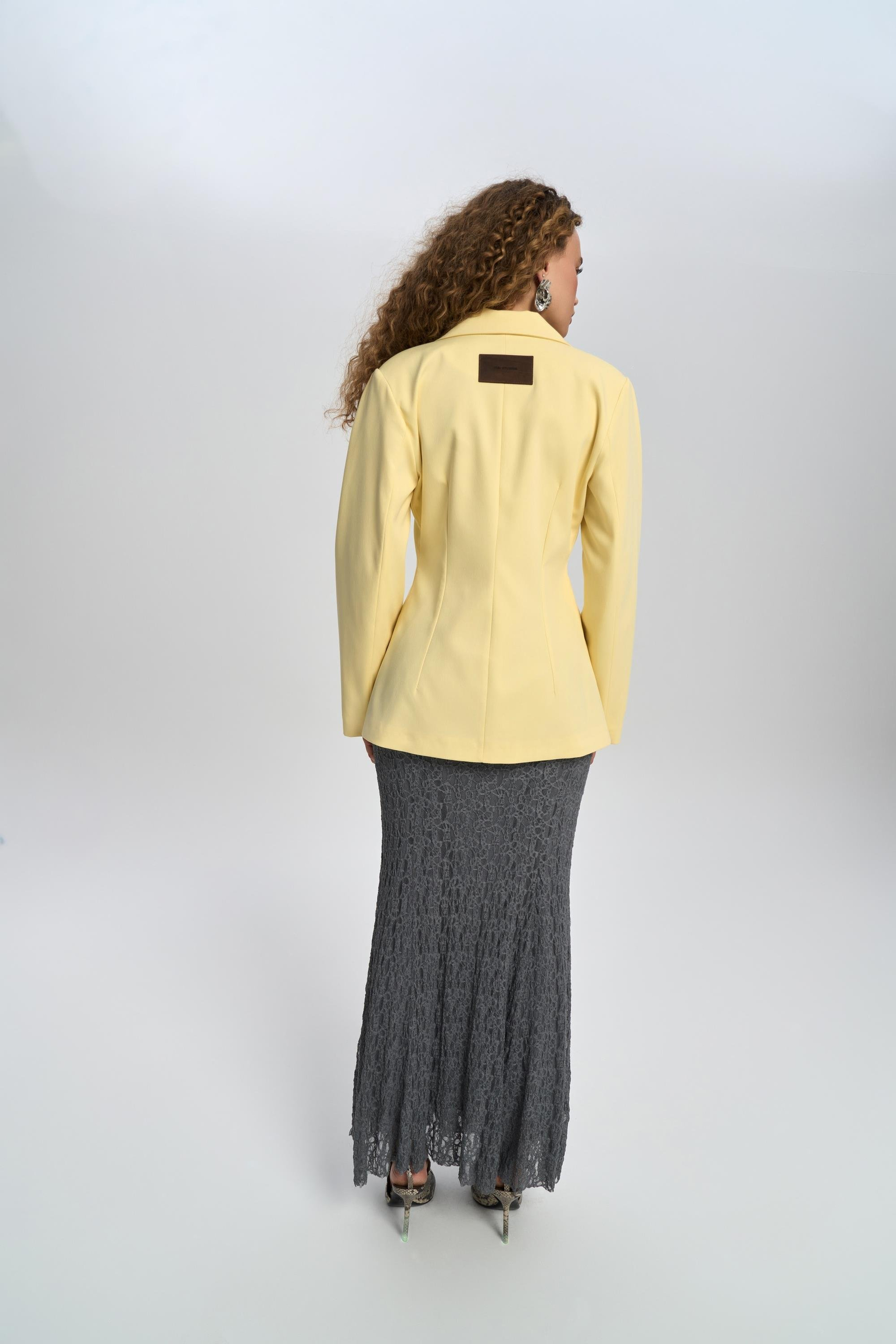 Briella Belden Oturtmalı Sarı Blazer