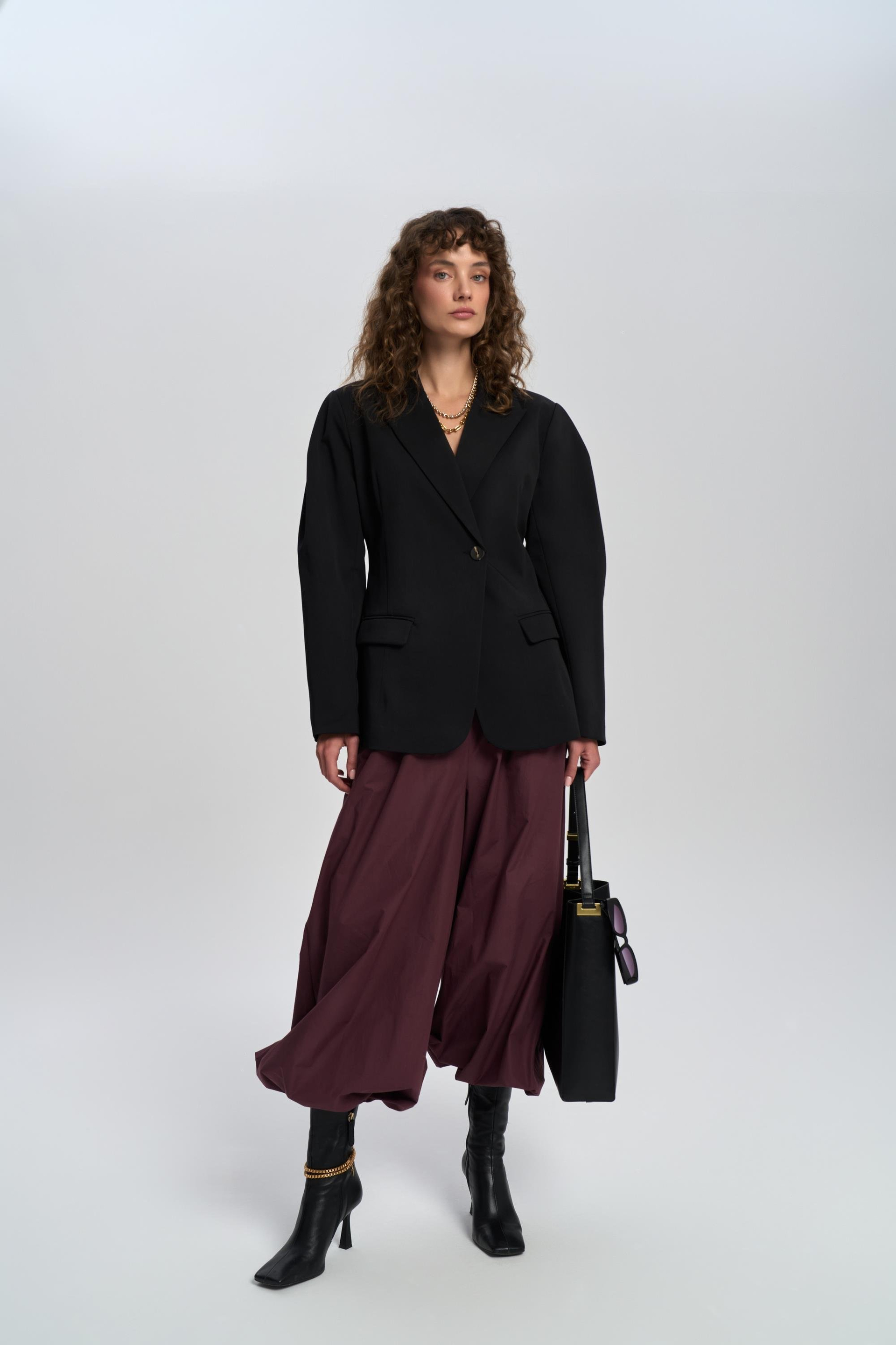 Briella Waist-Fitted Black Blazer