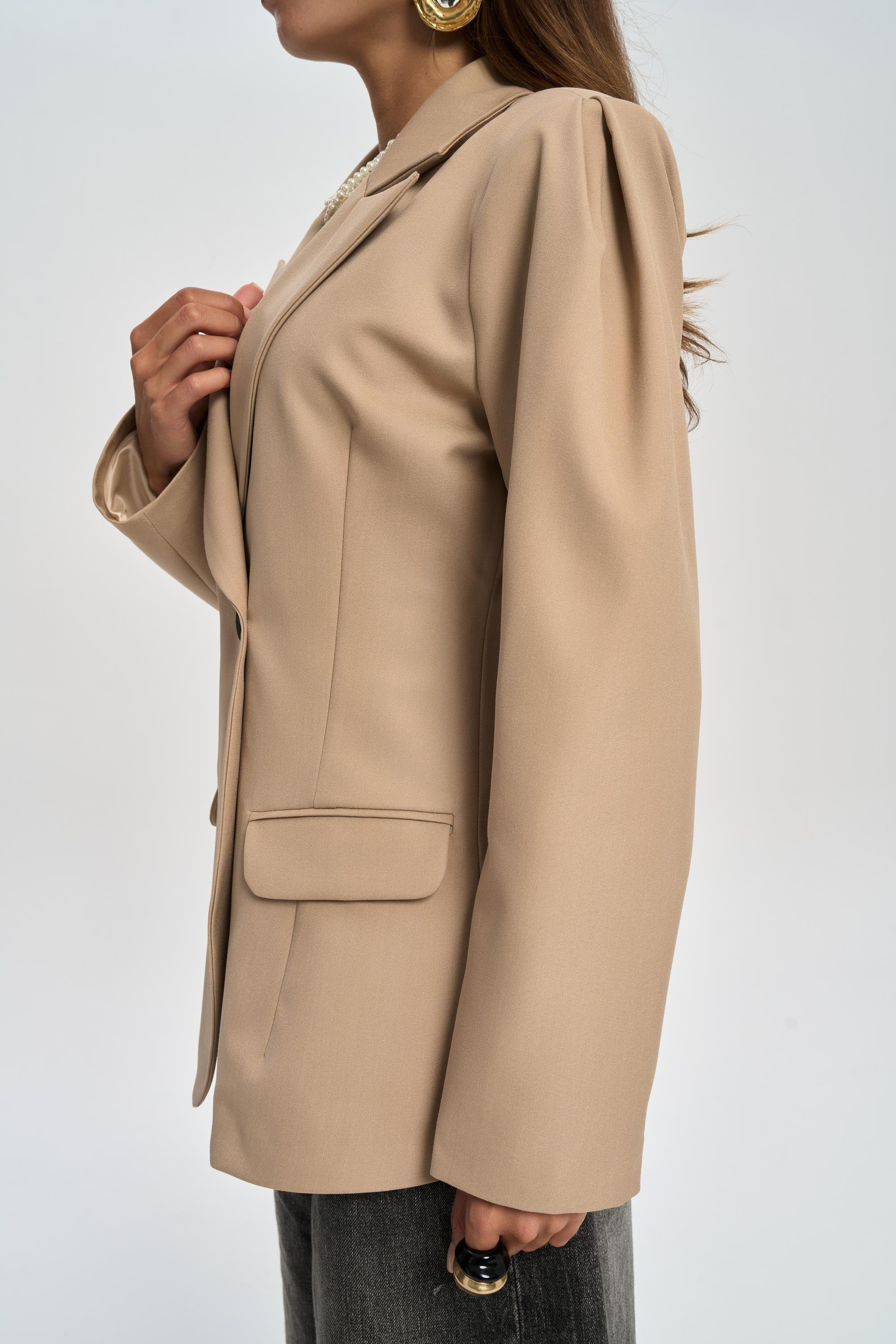 Briella Waist-Fitted Taupe Blazer