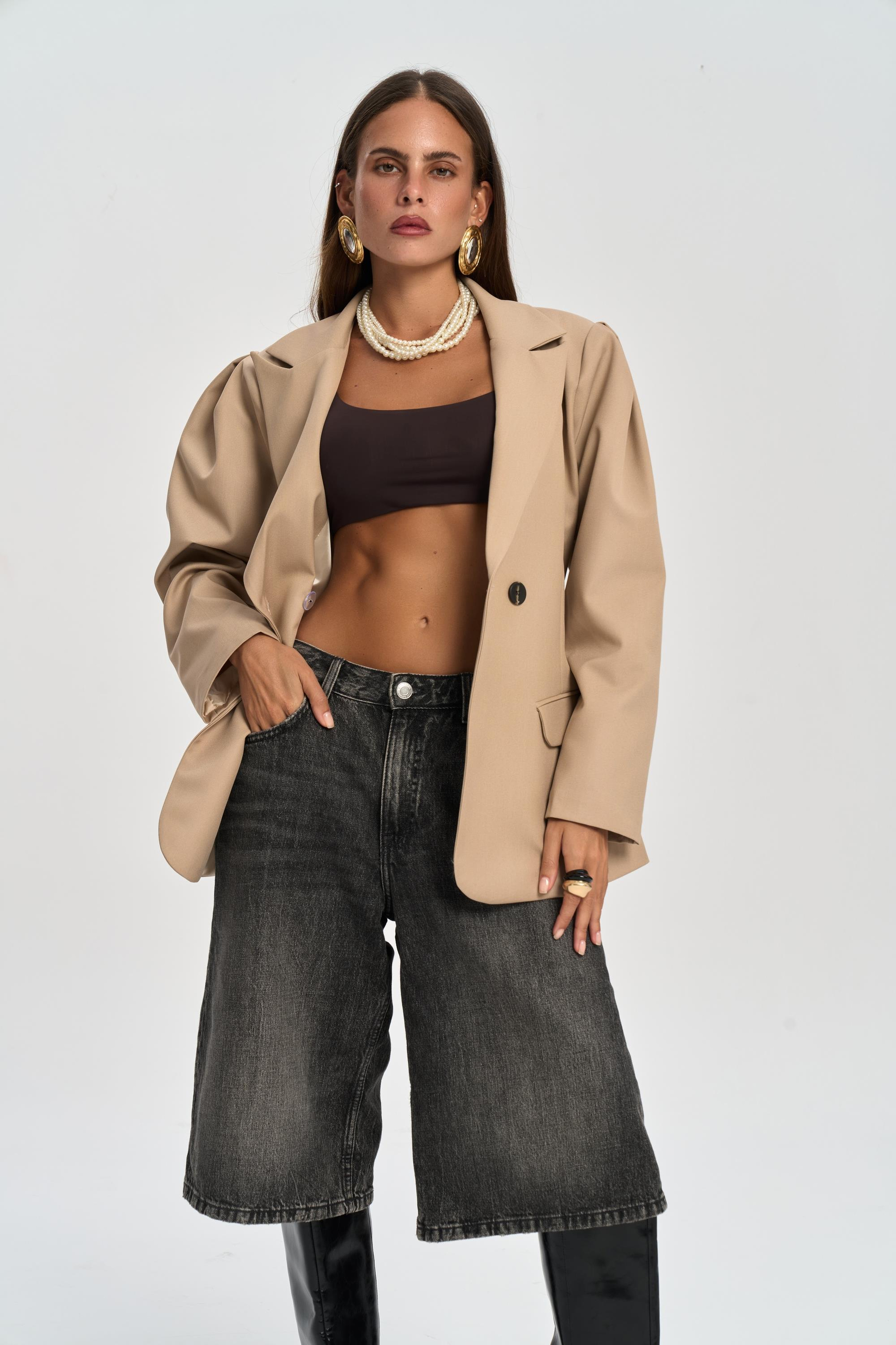 Briella Waist-Fitted Taupe Blazer