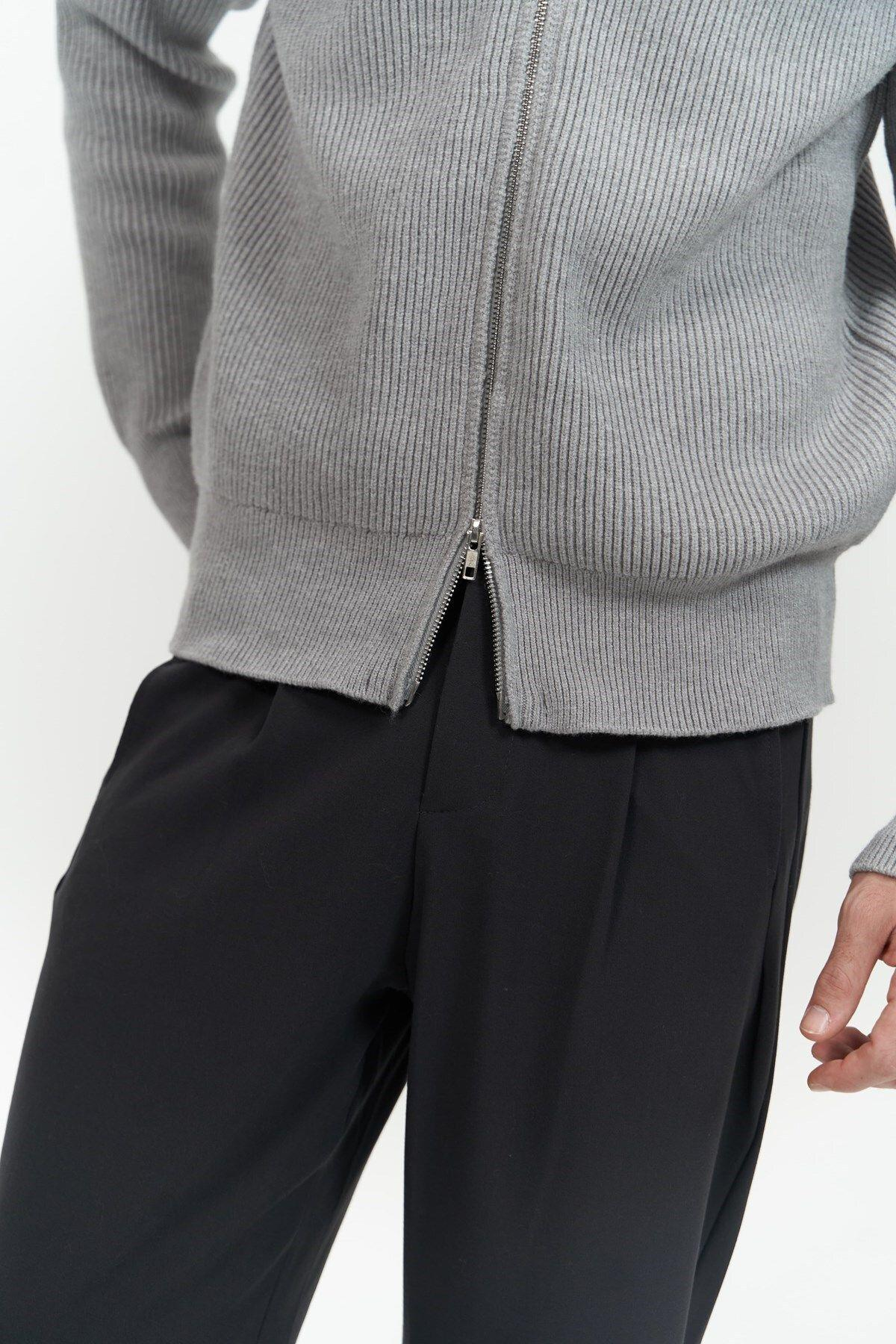 Brock Men's Grey Zip-Up Knit Cardigan