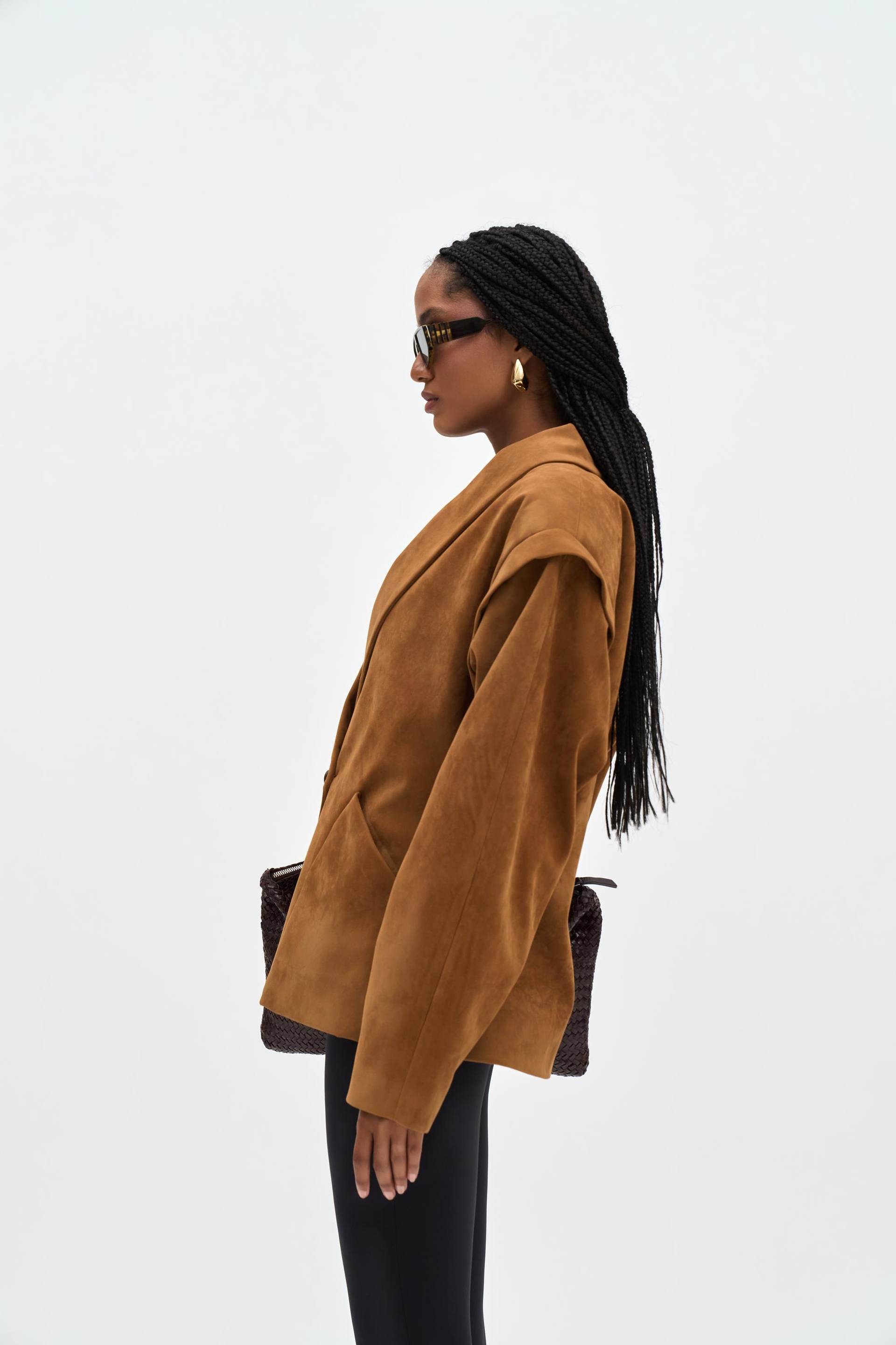 Bronte Omuz Detaylı Camel Blazer