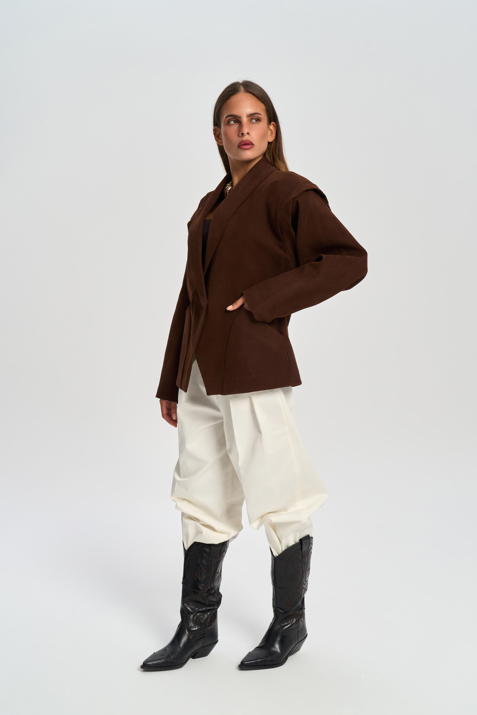 Bronte Omuz Detaylı Kahve Blazer