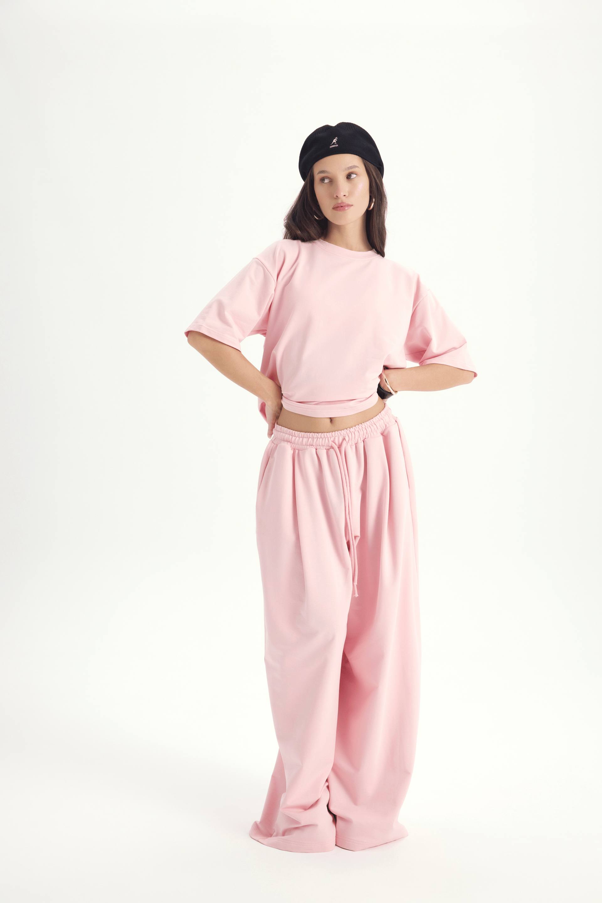 Bruges Oversize Pembe T-Shirt Eşofman Takım