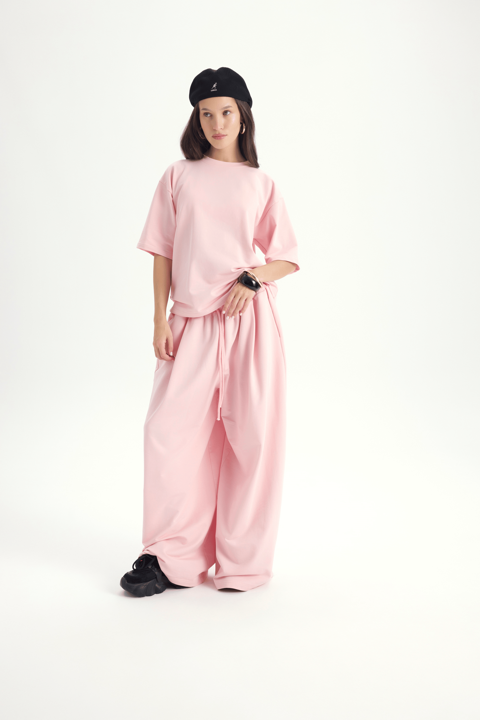 Bruges Oversize Pembe T-Shirt Eşofman Takım