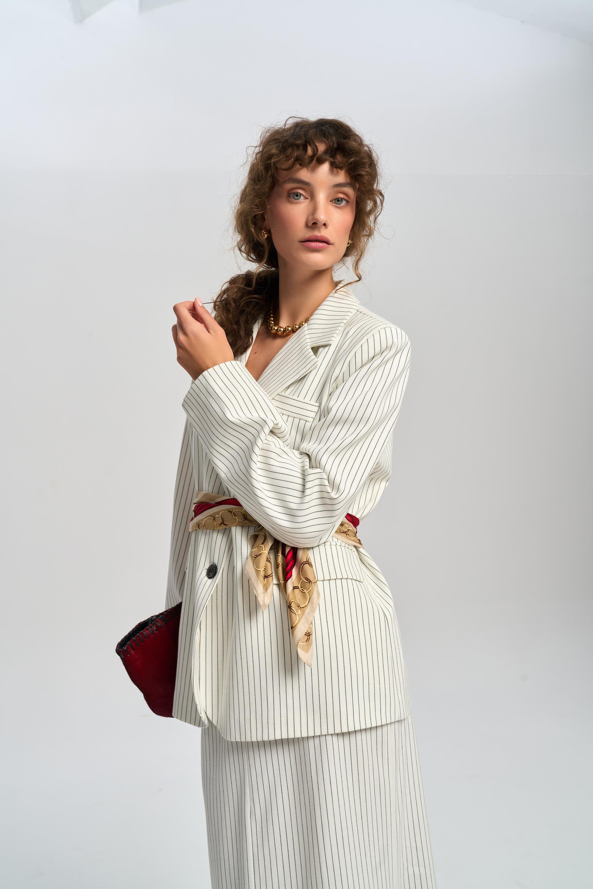 Bruno Striped Ecru Blazer