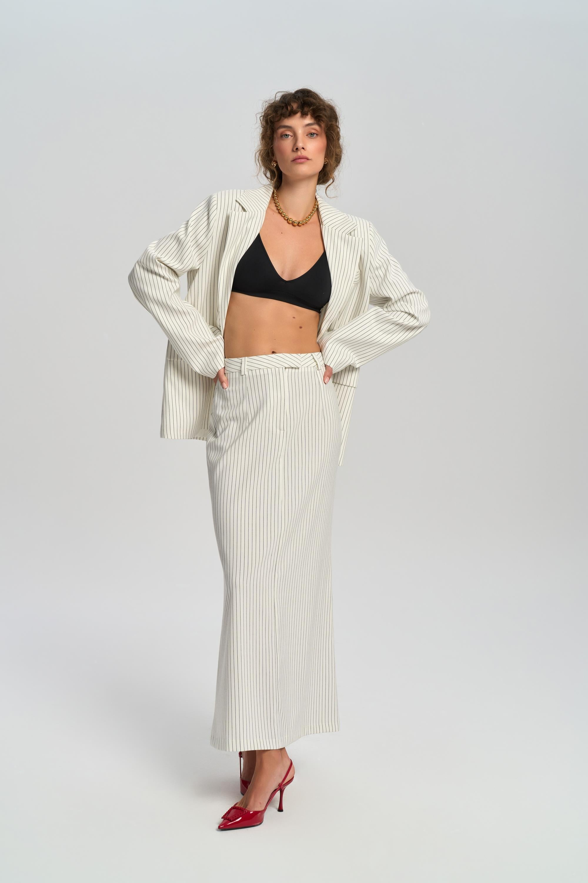 Bruno Striped Ecru Skirt