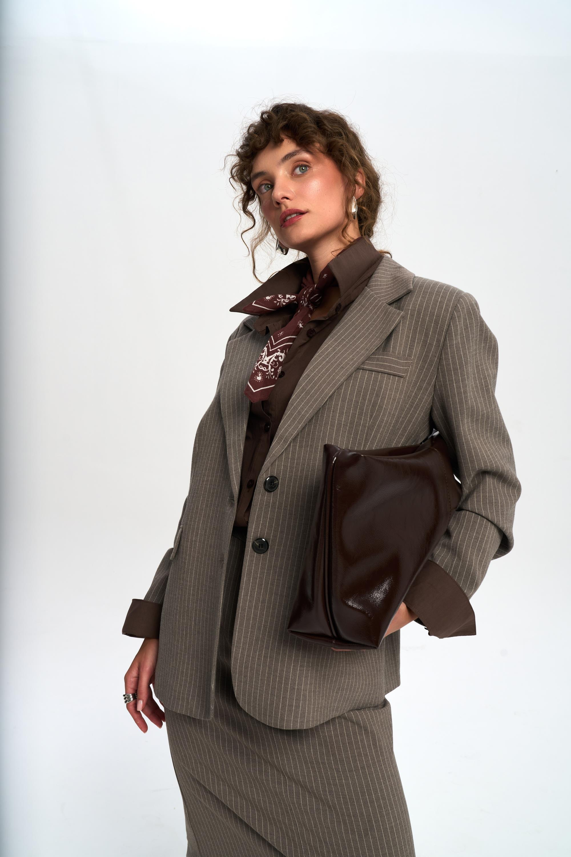 Bruno Çizgili Füme Blazer