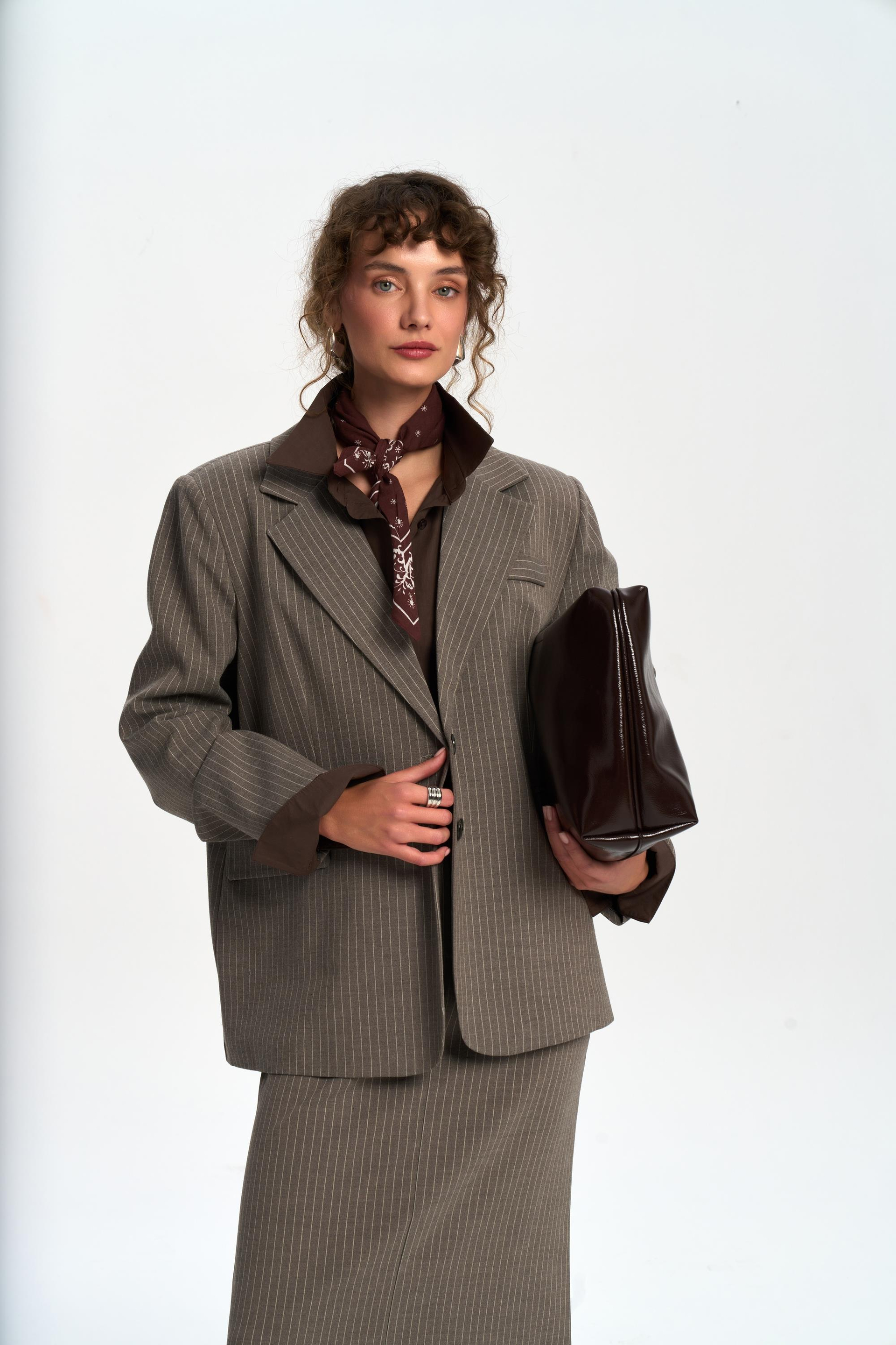 Bruno Çizgili Füme Blazer