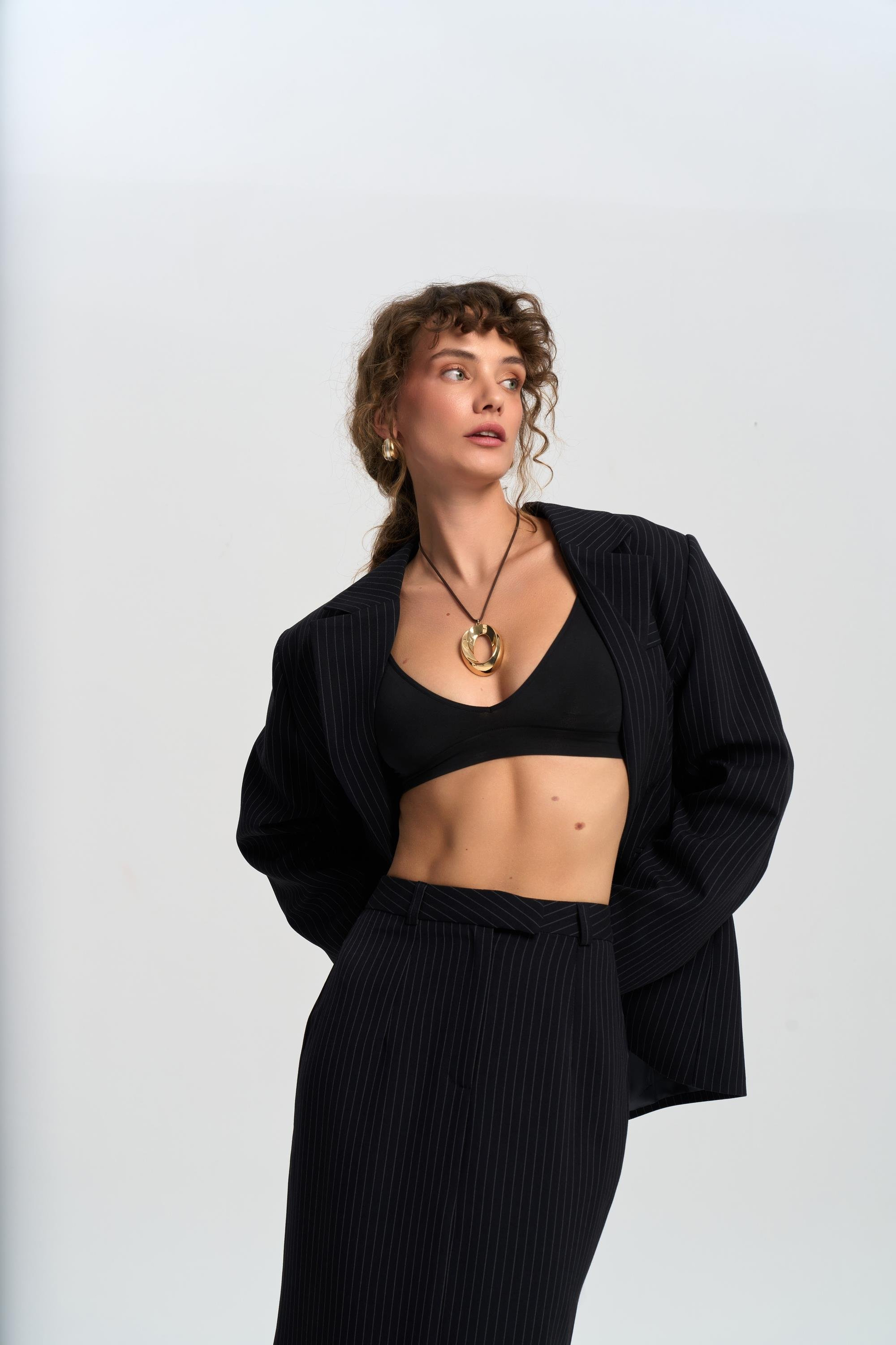 Bruno Striped Navy Skirt