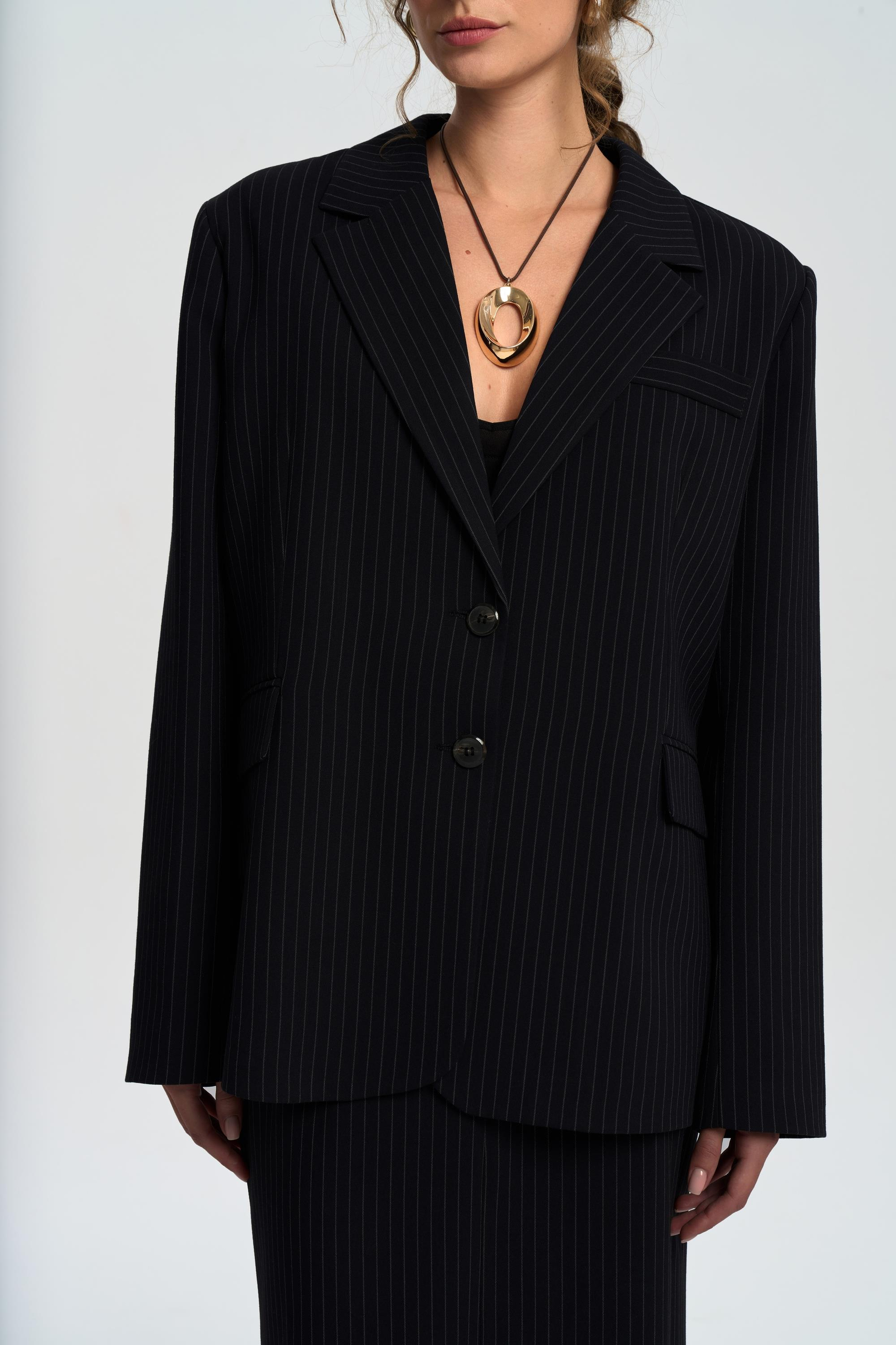 Bruno Çizgili Siyah Blazer