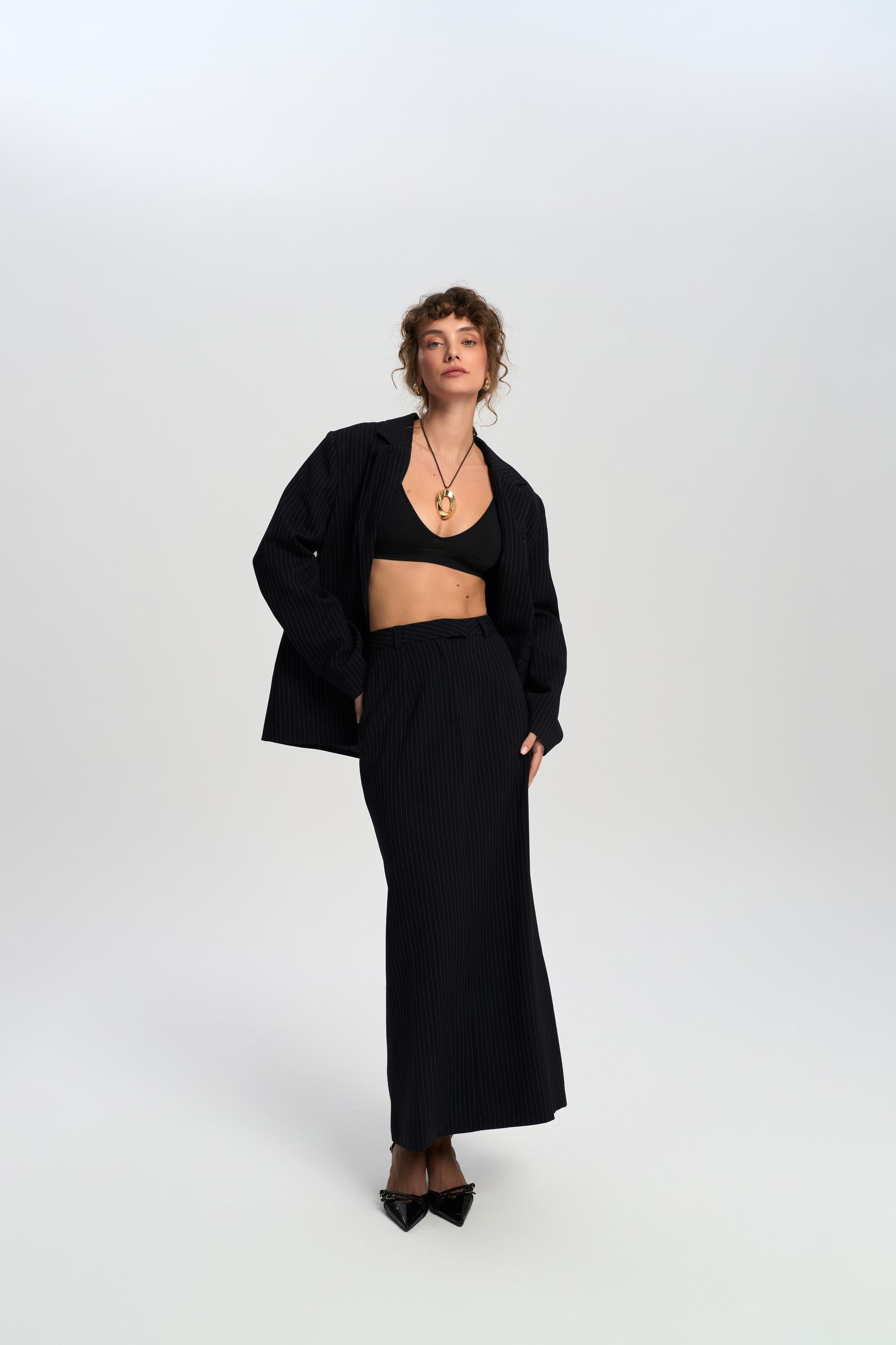 Bruno Çizgili Siyah Blazer